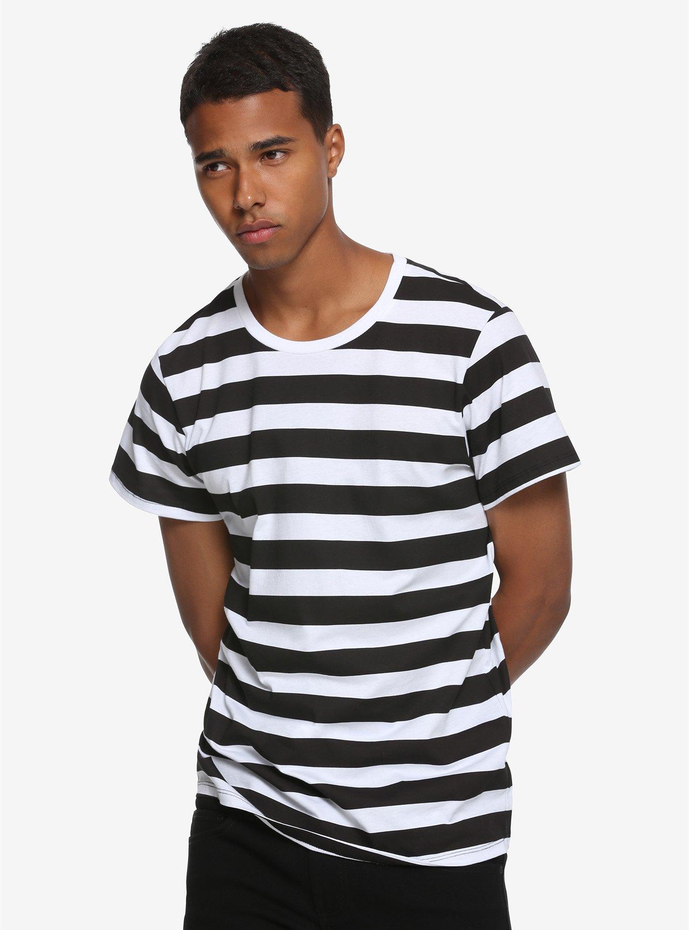 XXX RUDE Black & White Striped T-Shirt, , alternate