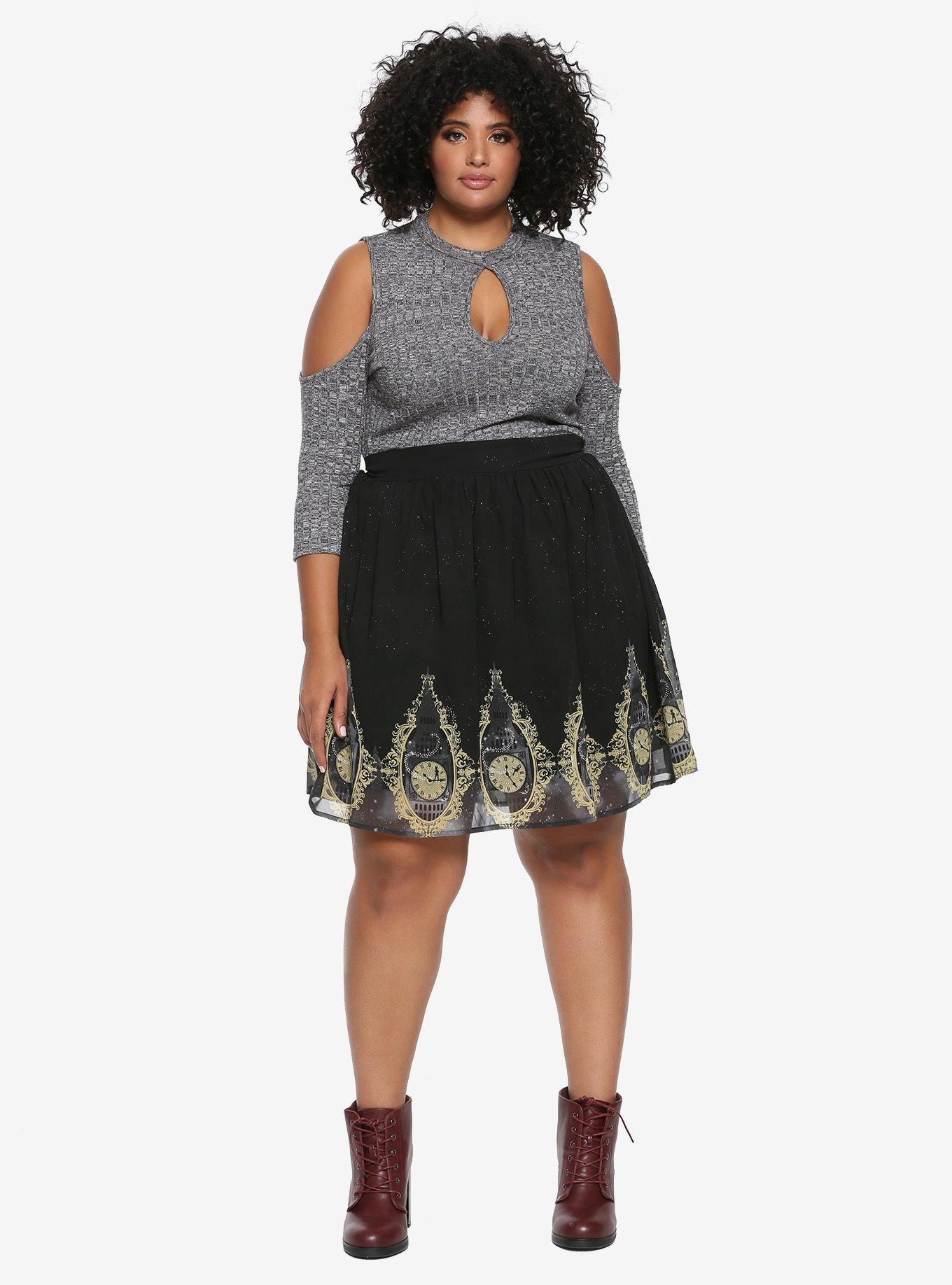 Disney Peter Pan Clock Chiffon Skirt Plus Size, BLACK, alternate