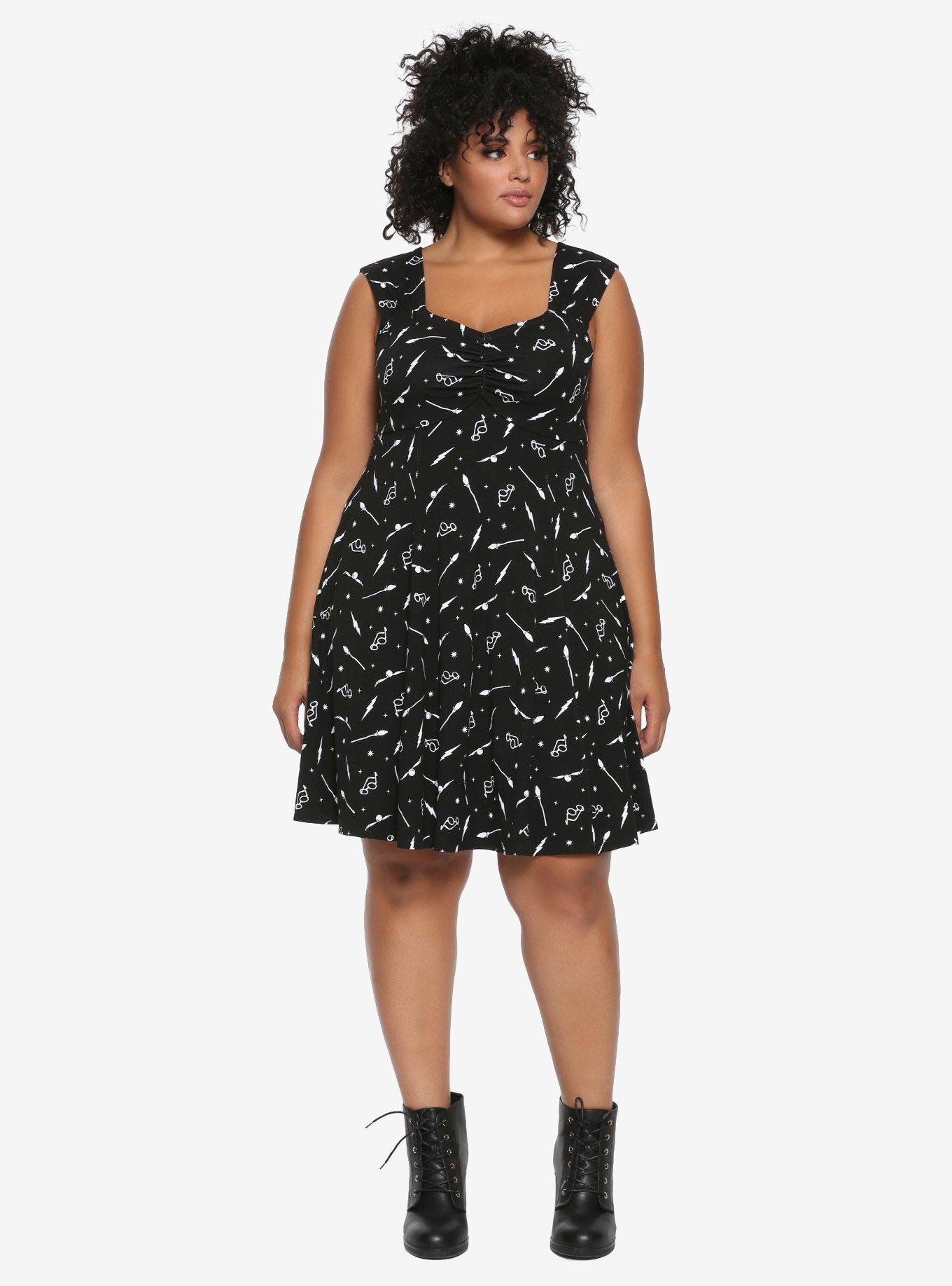Harry Potter Black & White Icon Dress Plus Size, , alternate