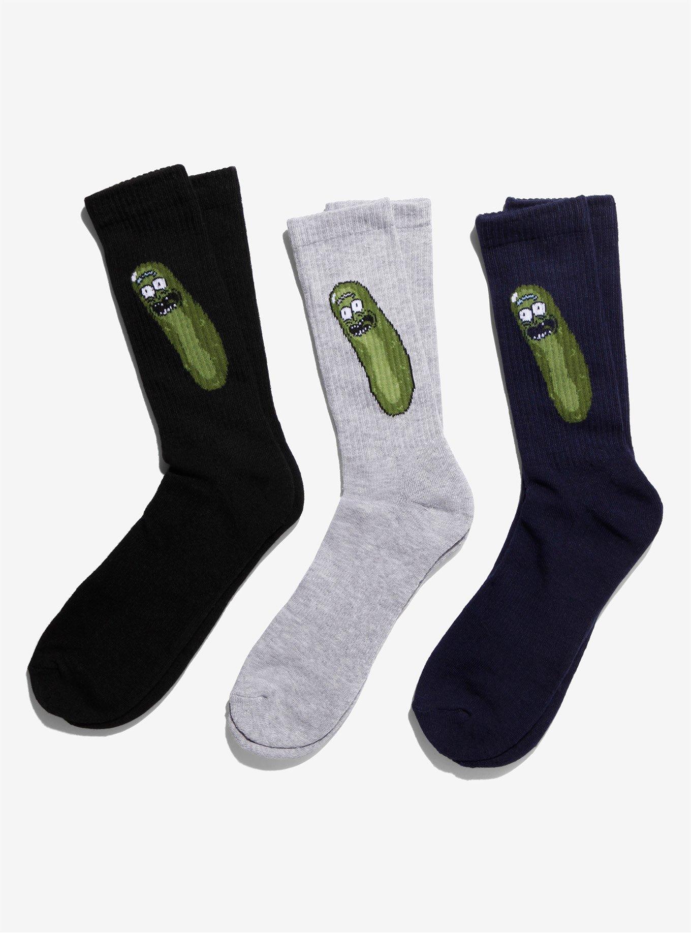 Rick And Morty Pickle Rick Crew Socks 3 Pair, , alternate