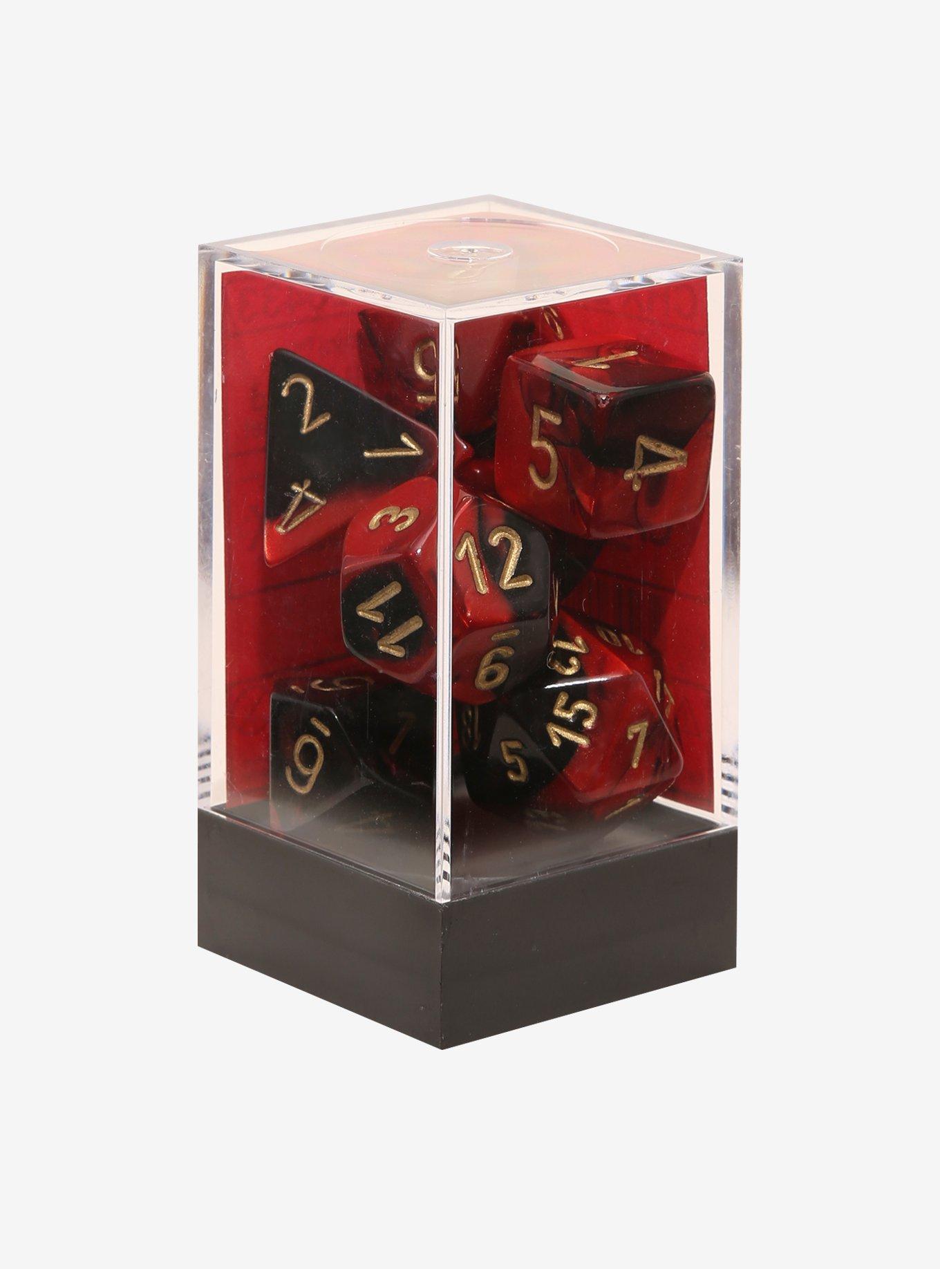 Chessex Gemini Black & Red With Gold Polyhedral Dice Set Of 7, , alternate