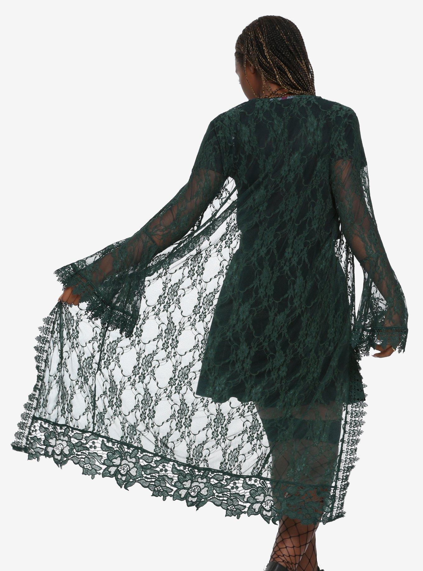 Sage Lace Duster Kimono, , alternate