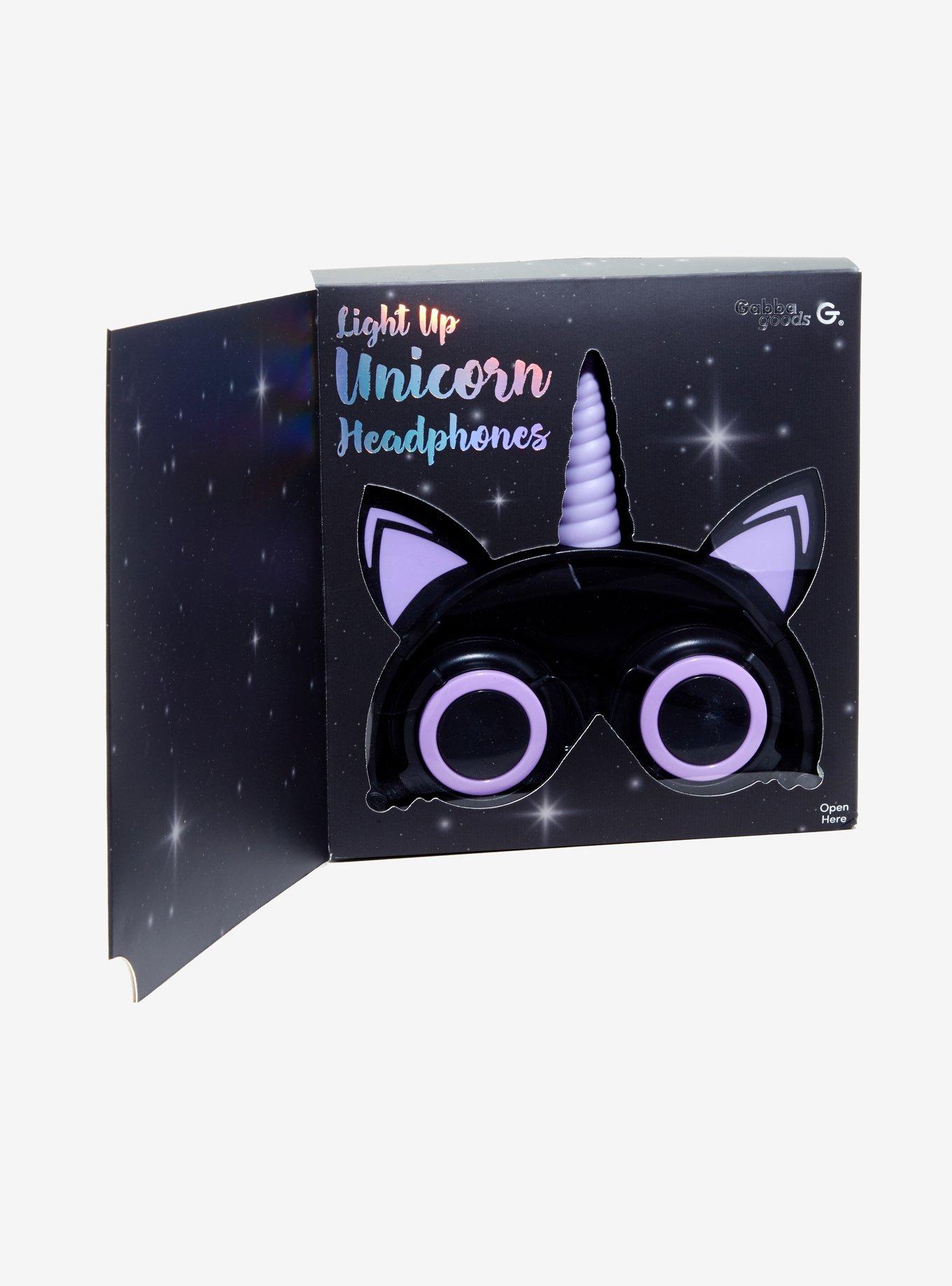 Purple & Black LED Unicorn Headphones, , alternate