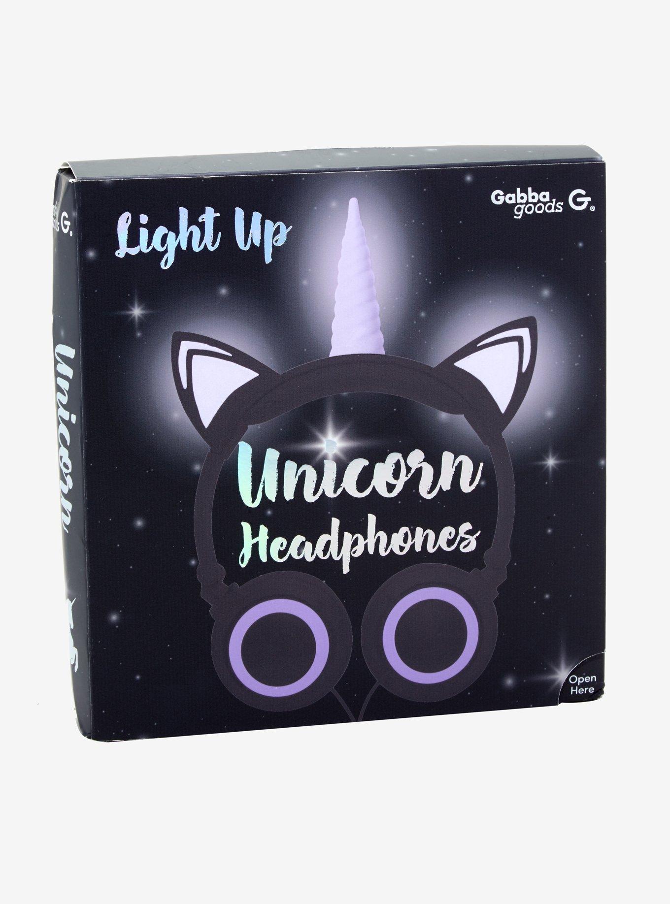 Purple & Black LED Unicorn Headphones, , alternate