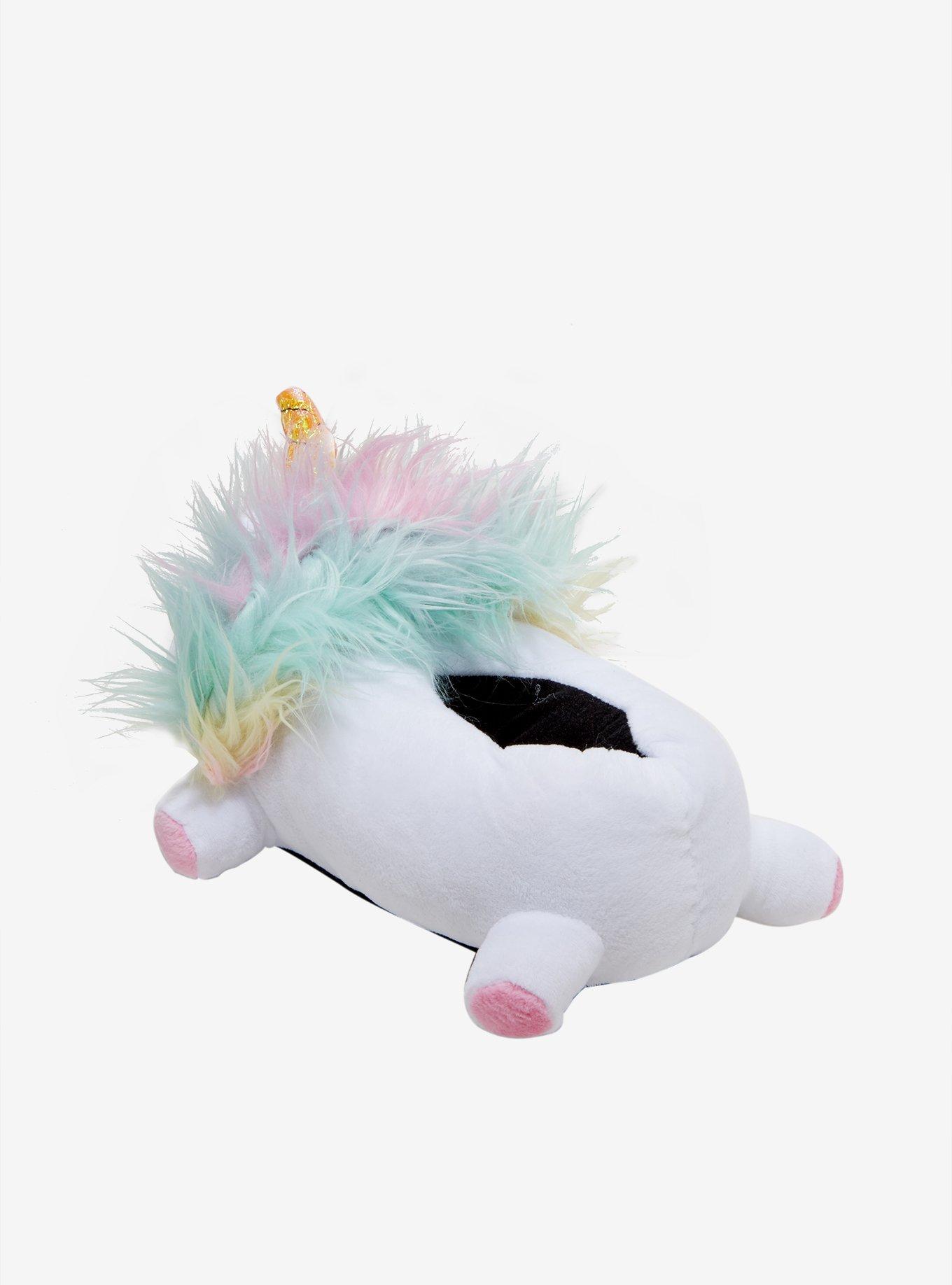 Unicorn Plush Slippers, WHITE, alternate