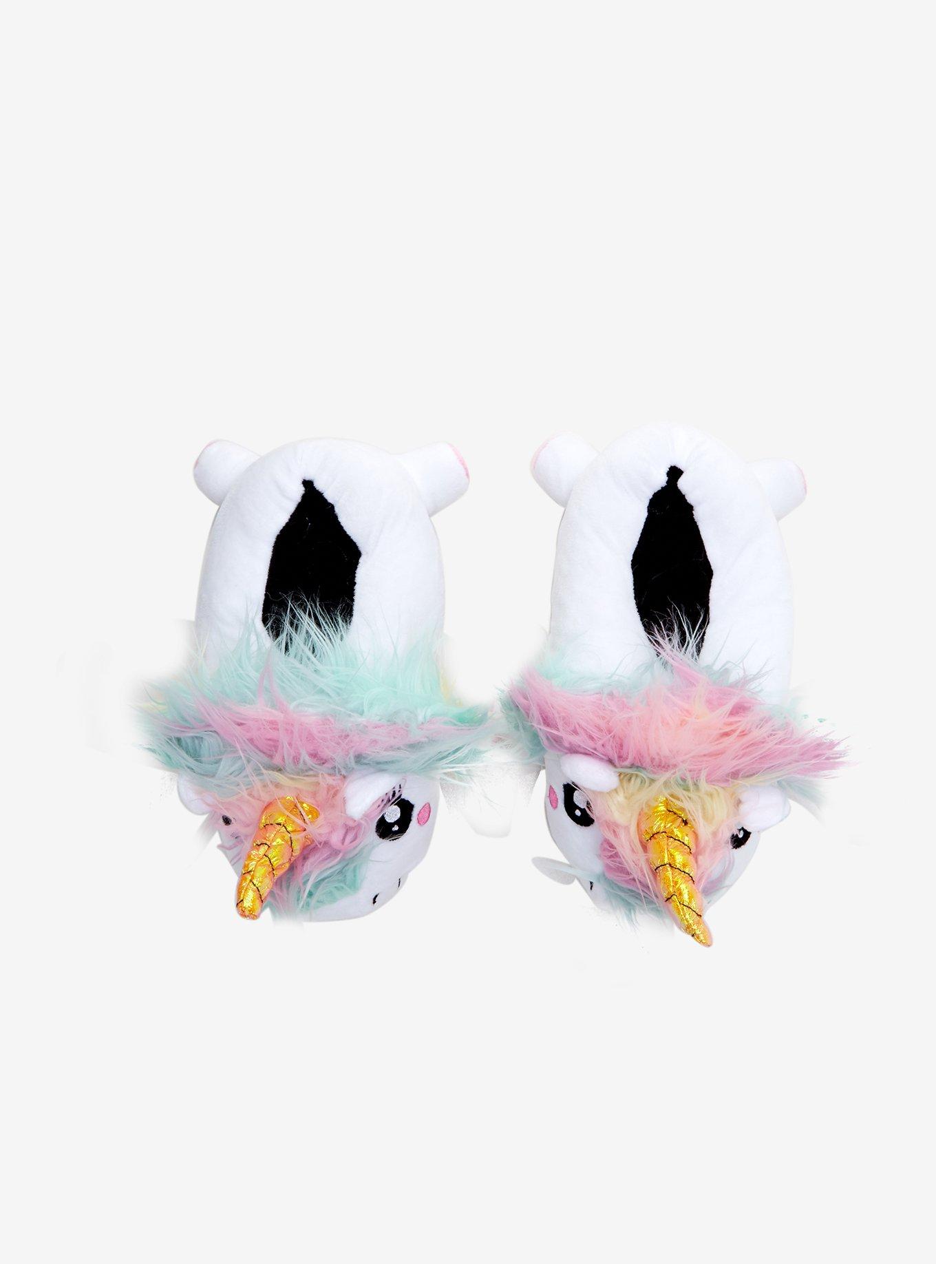 Unicorn Plush Slippers, WHITE, alternate