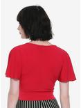 Red Cinch Front Girls Short-Sleeve Top, , alternate