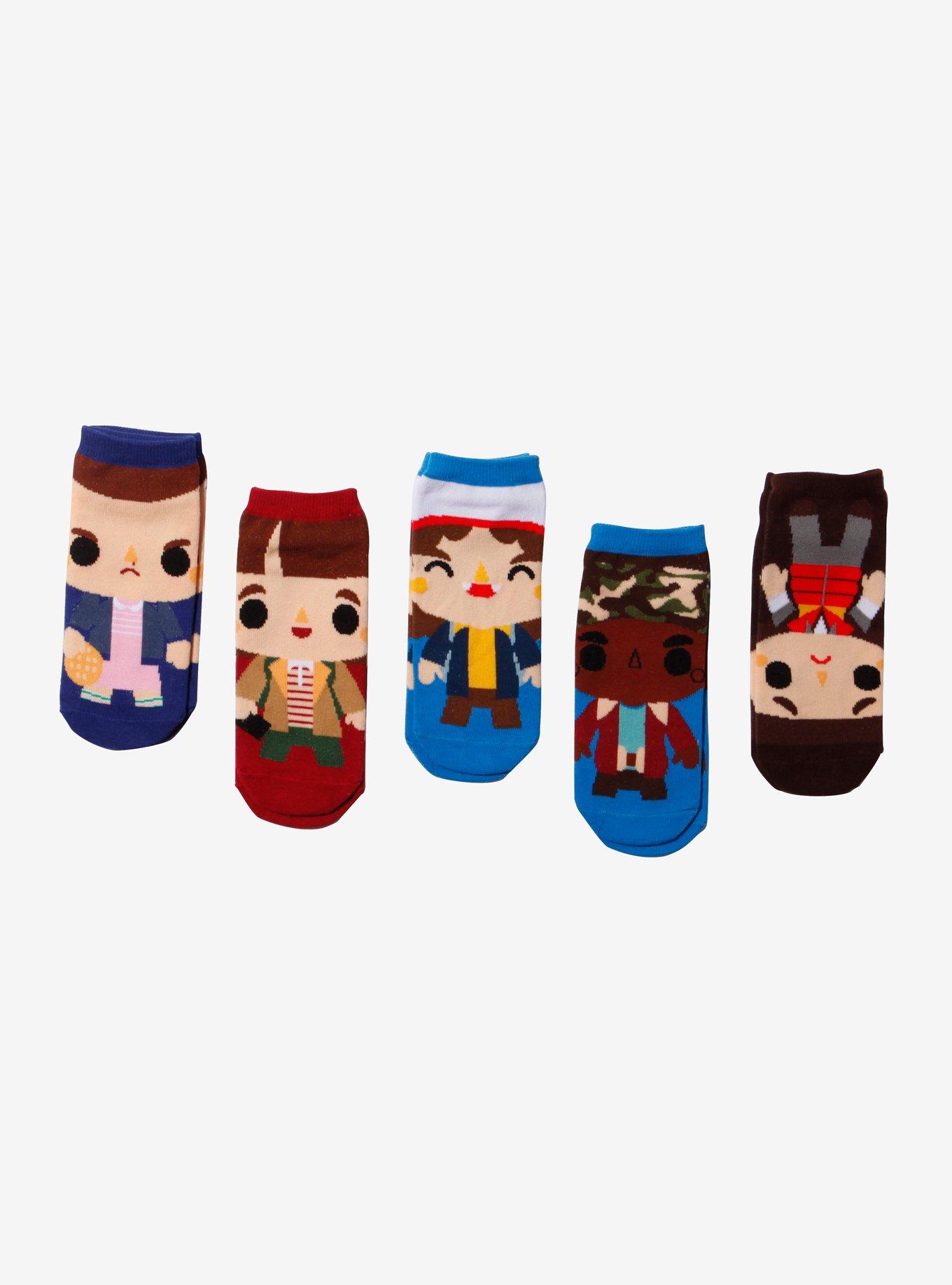 Stranger Things Chibi Character No-Show Socks 5 Pair, , alternate