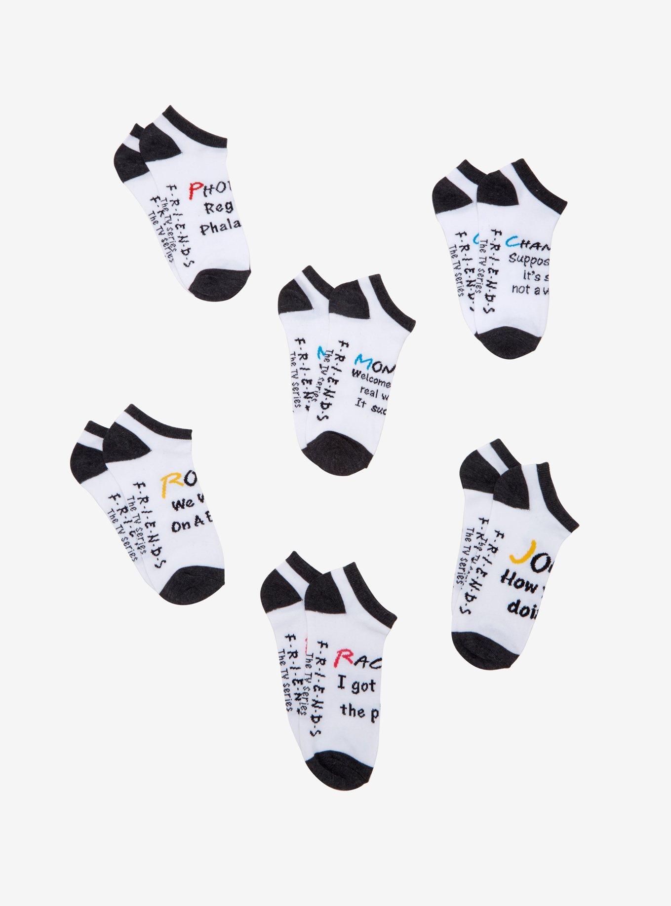 Friends Character Quotes No-Show Socks 5 Pair, , alternate