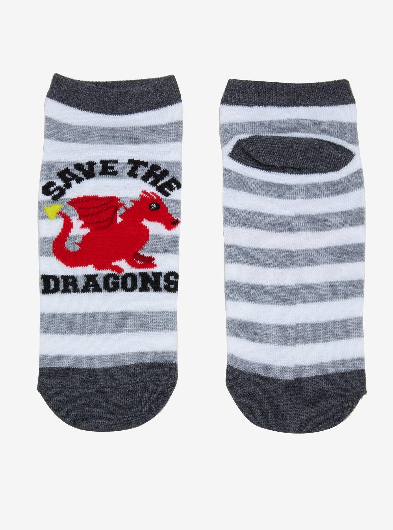 Save The Dragons No-Show Socks, , alternate