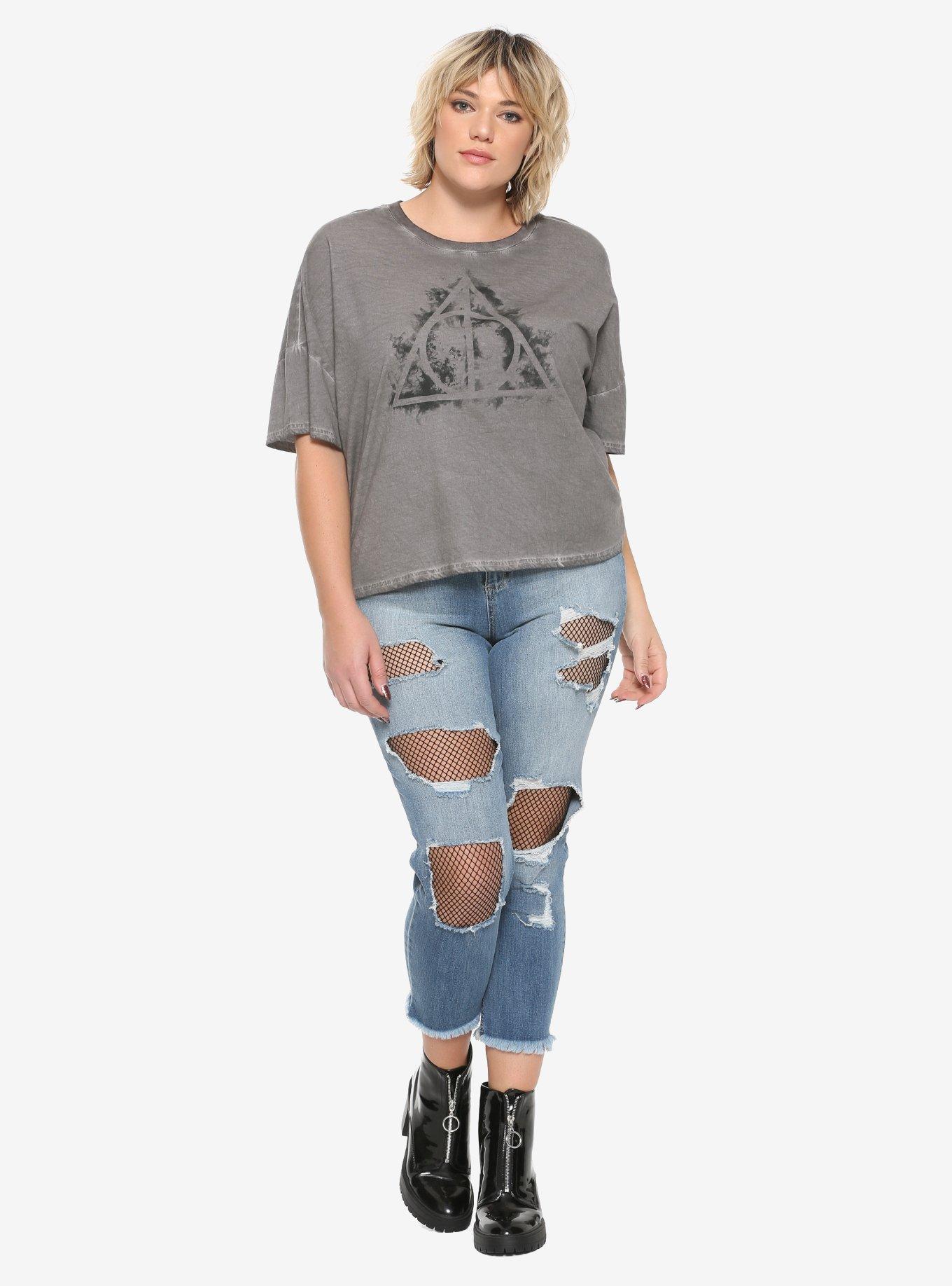 Fantastic Beasts: The Crimes Of Grindelwald Deathly Hallows Lace-Back Girls Crop Top Plus Size Hot Topic Exclusive, , alternate