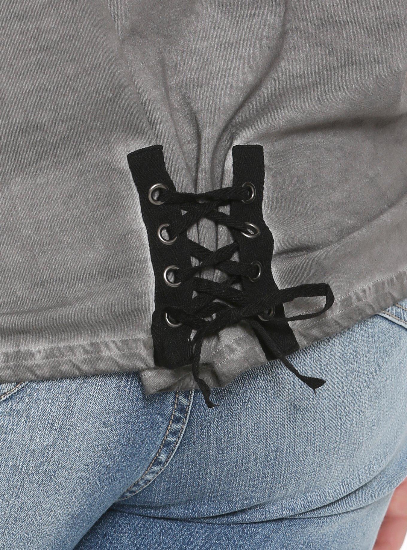 Fantastic Beasts: The Crimes Of Grindelwald Deathly Hallows Lace-Back Girls Crop Top Plus Size Hot Topic Exclusive, , alternate