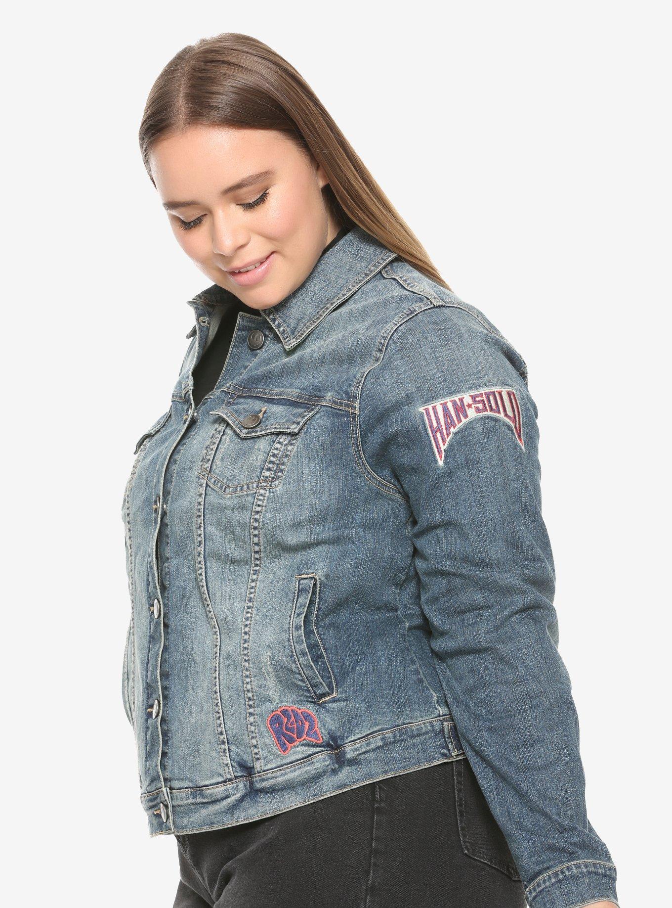 Star Wars Princess Leia Patched Denim Jacket Plus Size, , alternate