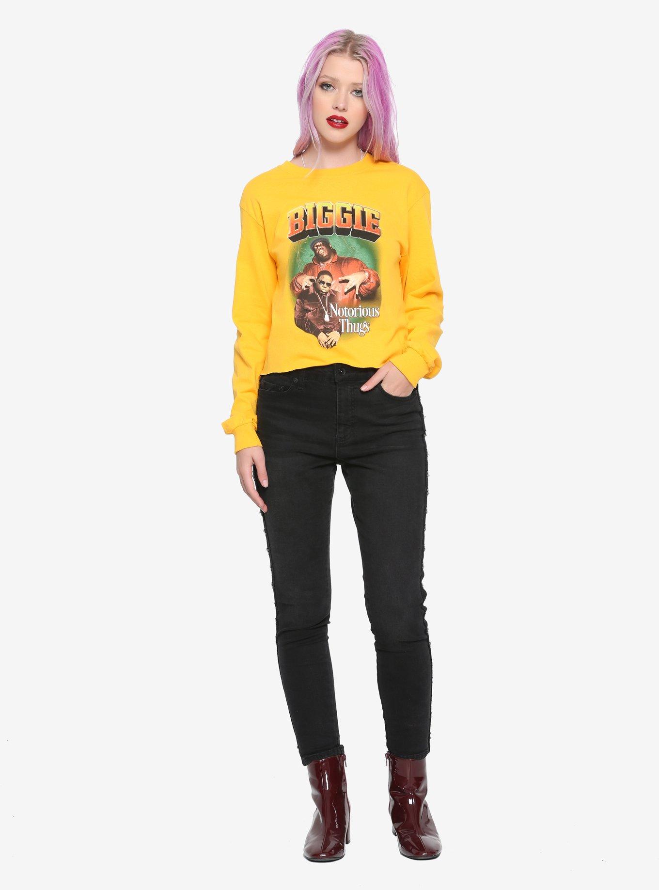 Notorious B.I.G. Ready To Die Tour Cropped Long-Sleeve Girls T-Shirt, YELLOW, alternate