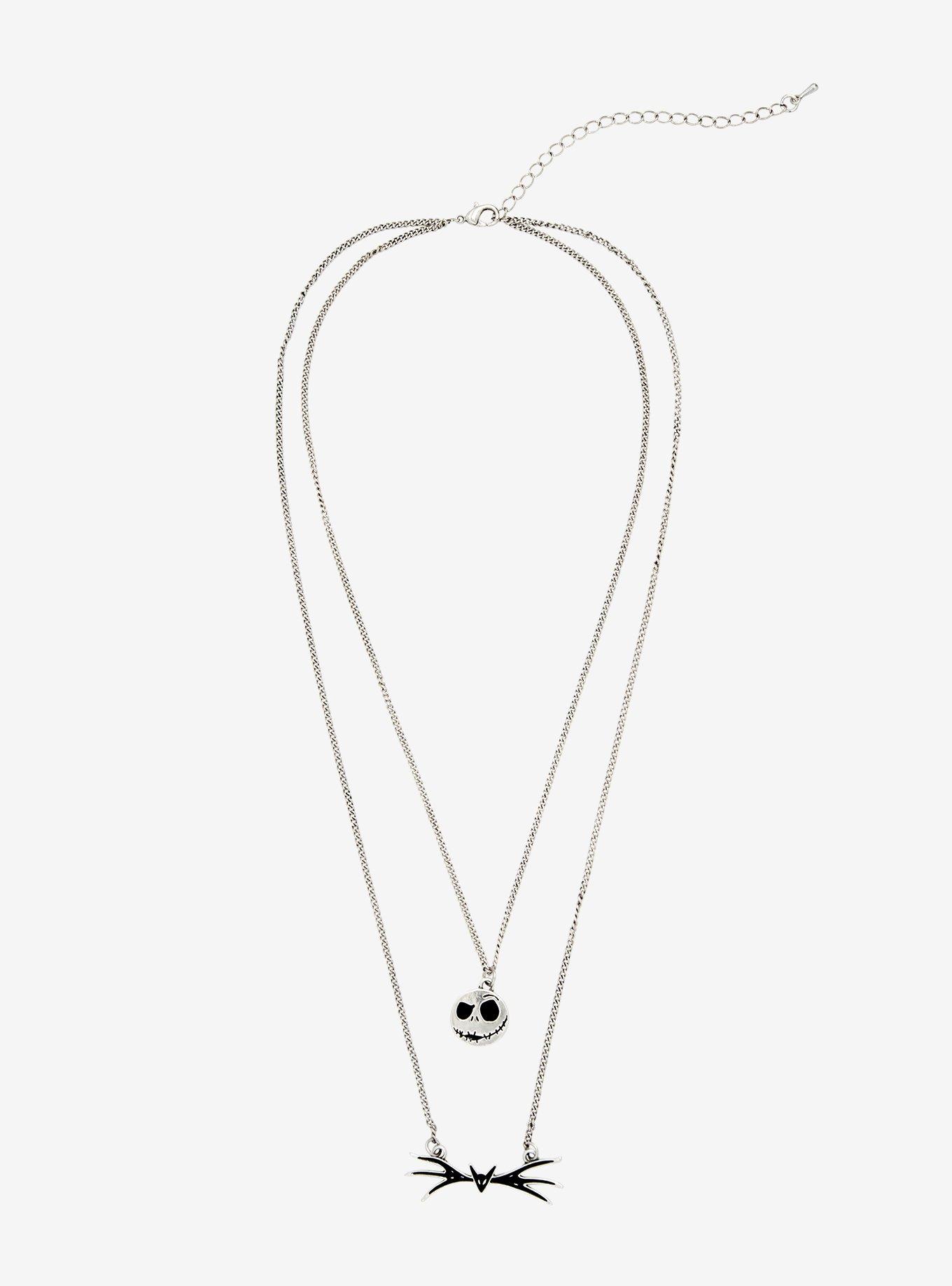 The Nightmare Before Christmas Jack's Head & Bat Bow Layered Necklace, , alternate - view 2