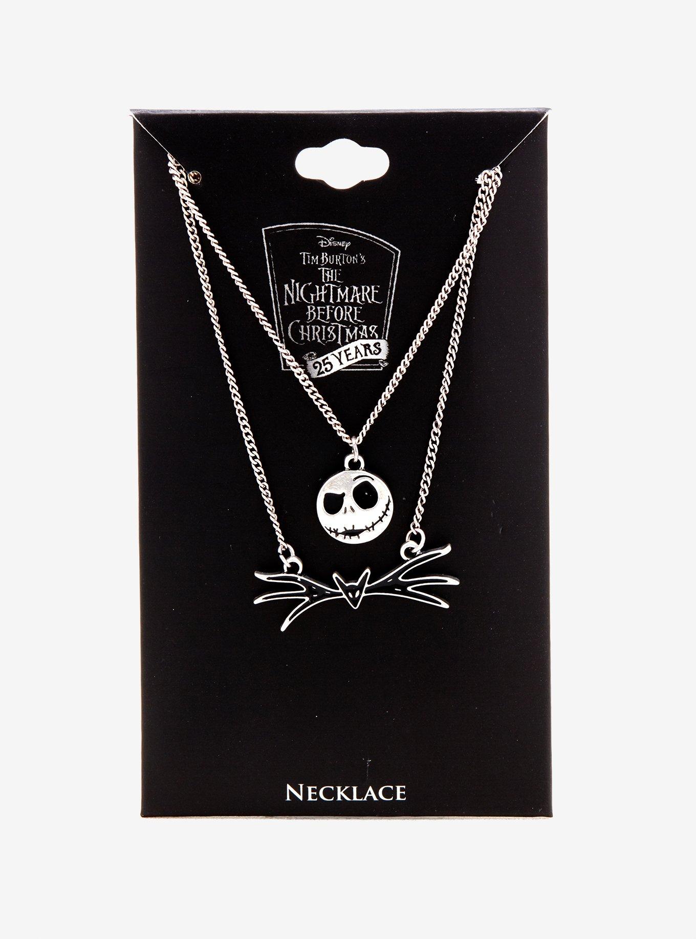 The Nightmare Before Christmas Jack's Head & Bat Bow Layered Necklace, , alternate