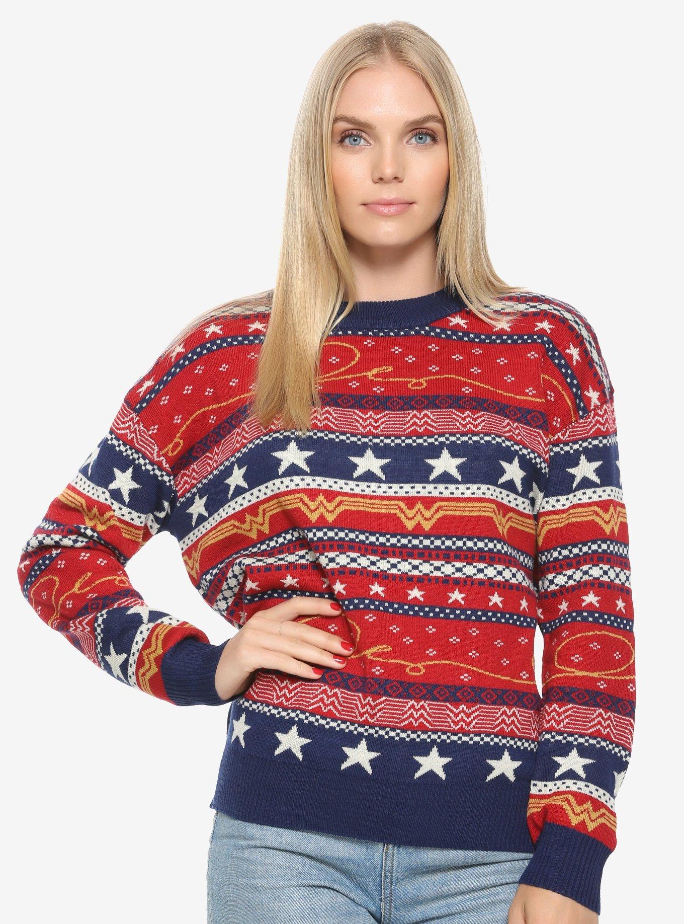 DC Comics Wonder Woman Holiday Sweater - BoxLunch Exclusive, , alternate