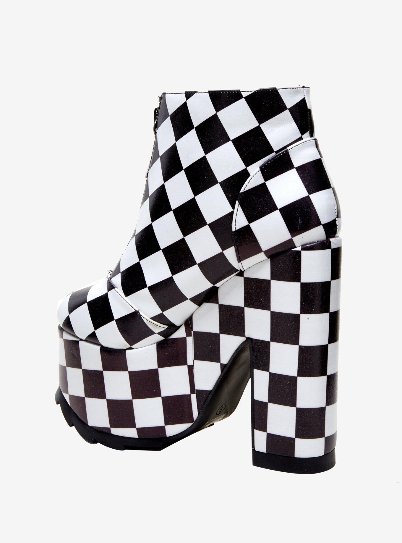 Y.R.U. Nightmare Checkered Platform Heels, , alternate
