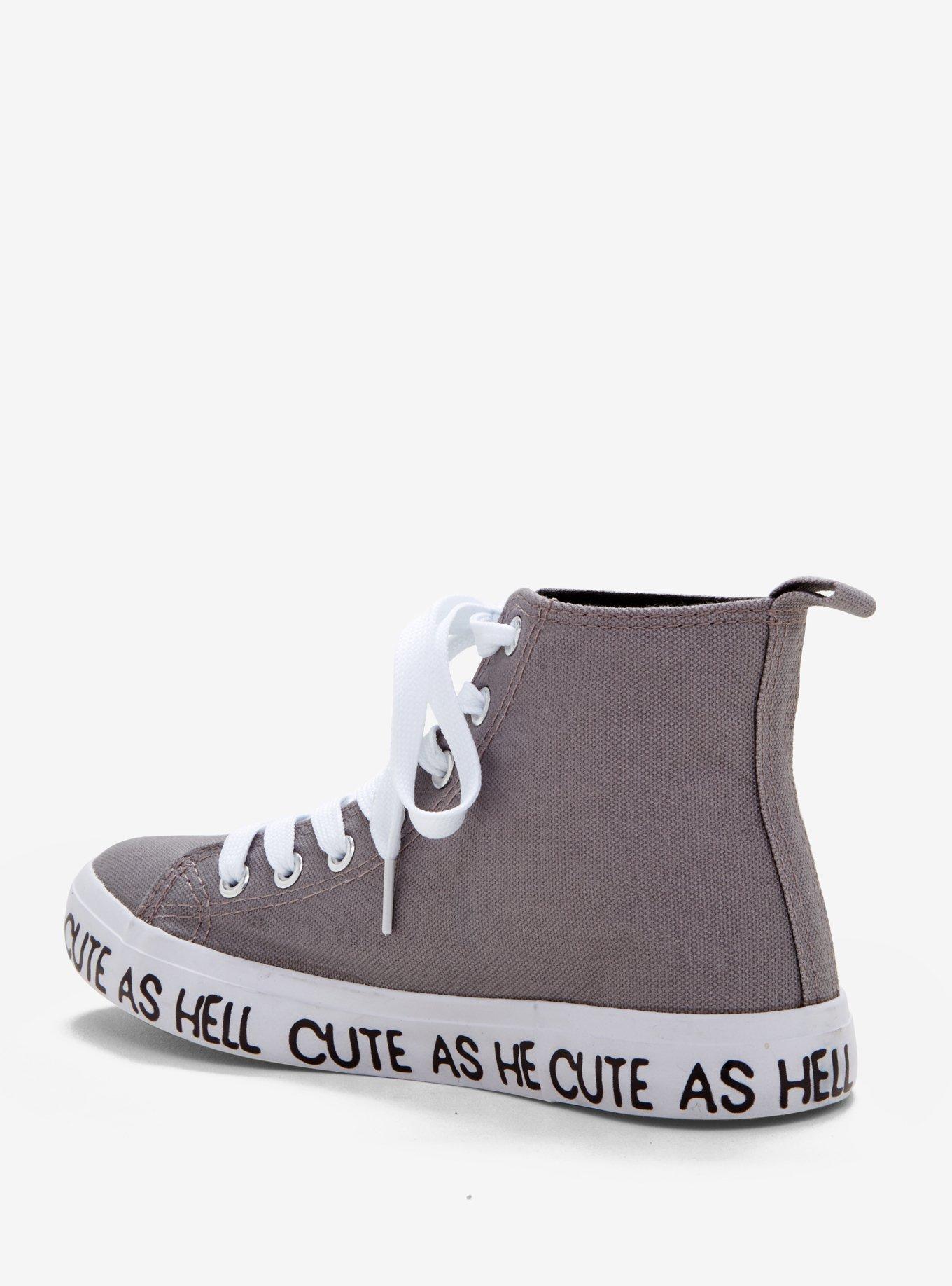 Grey & White Grim Reaper Cute As Hell Hi-Top Sneakers, , alternate