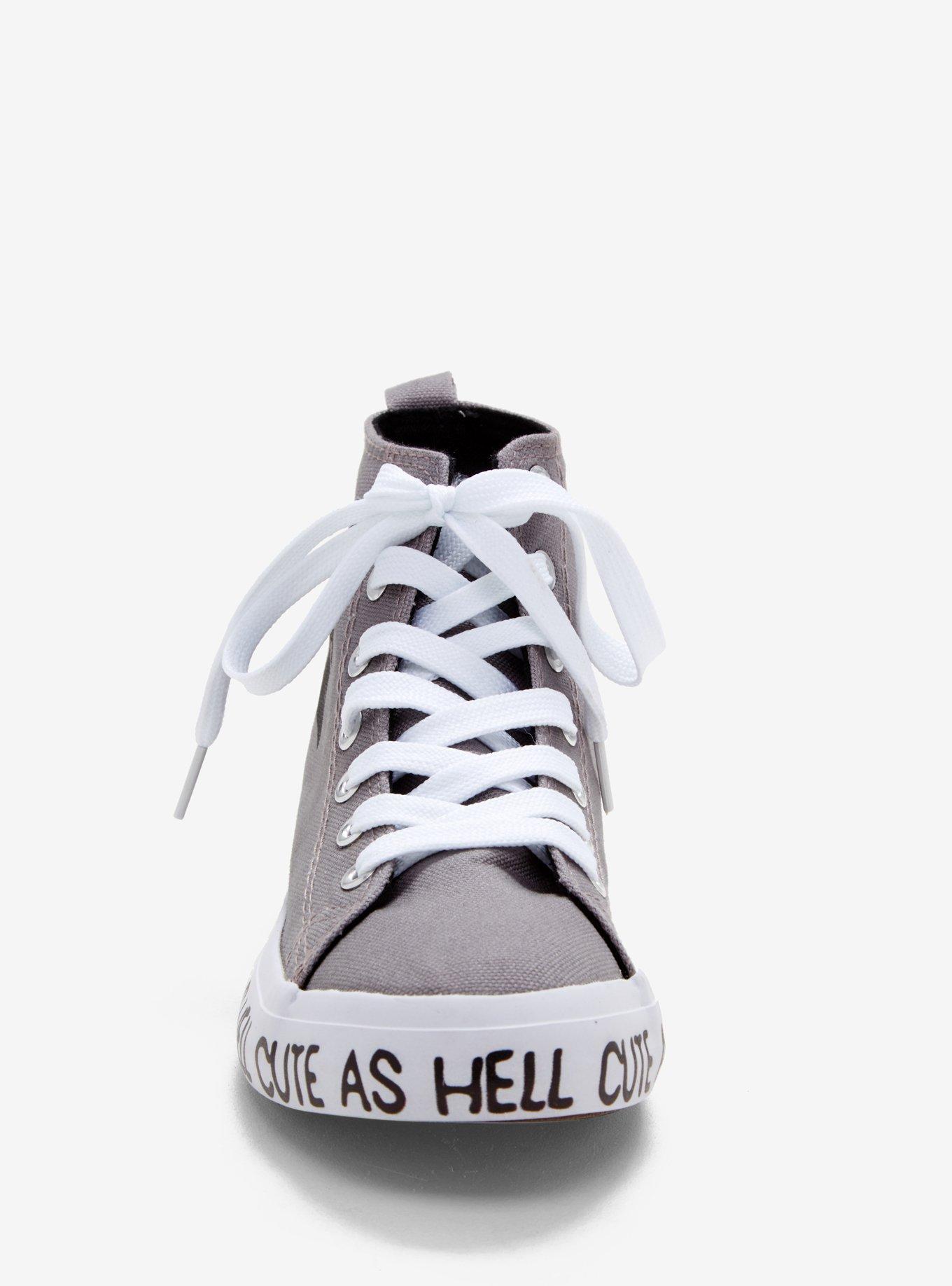 Grey & White Grim Reaper Cute As Hell Hi-Top Sneakers, , alternate