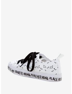 Black & White Music Note Music Is My Hiding Place Canvas Sneakers, , hi-res