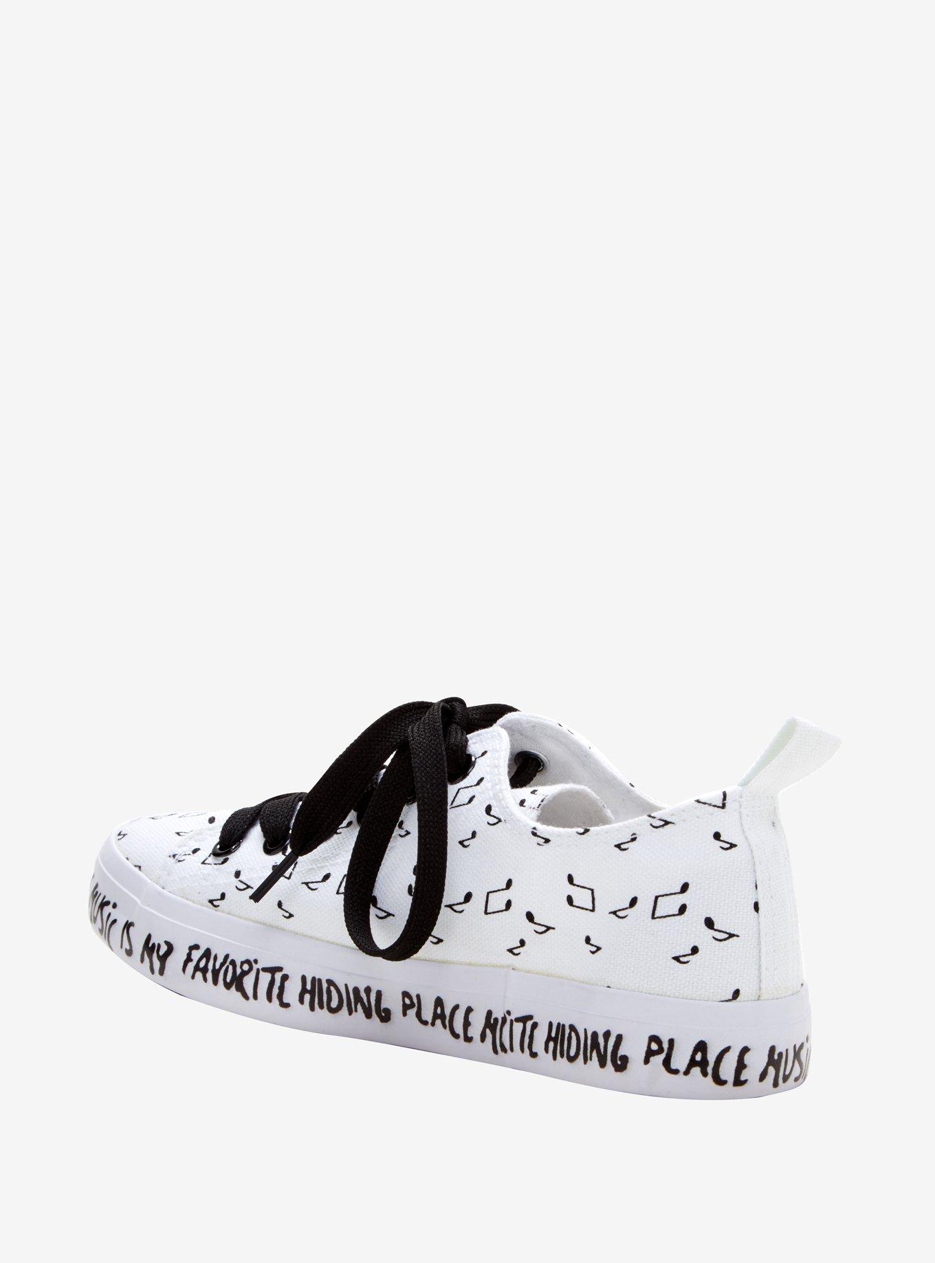 Black & White Music Note Music Is My Hiding Place Canvas Sneakers, MULTI, alternate