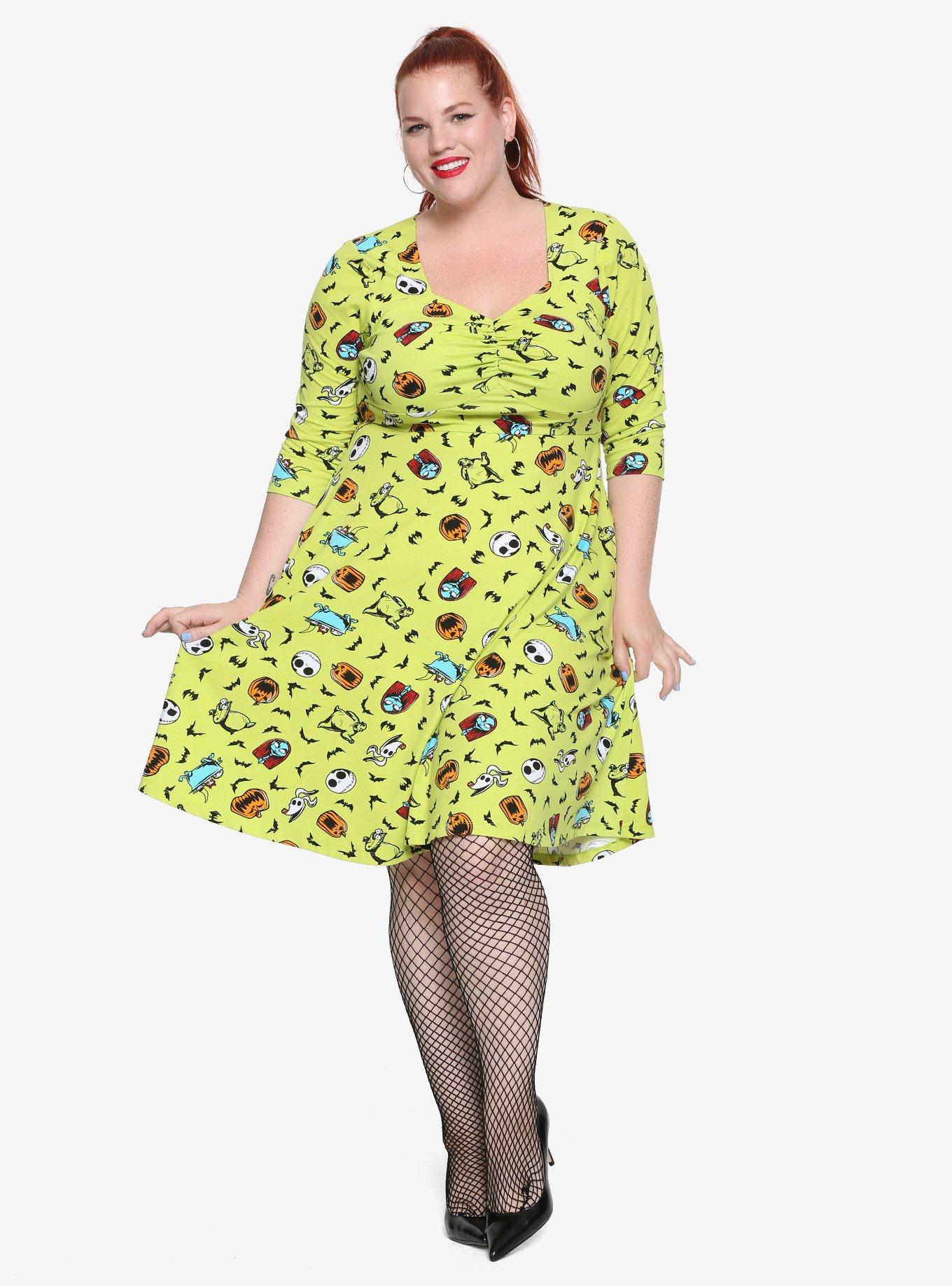 The Nightmare Before Christmas Retro Fit & Flare Dress Plus Size, MULTI, alternate