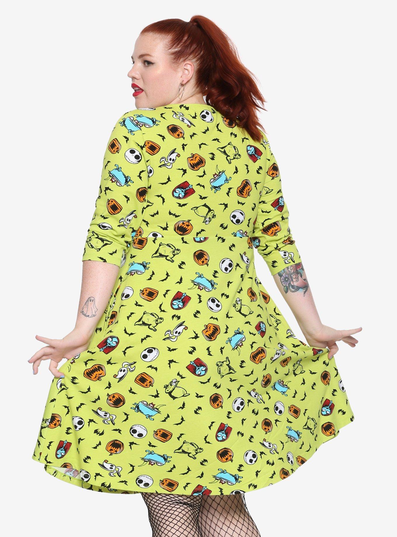 The Nightmare Before Christmas Retro Fit & Flare Dress Plus Size, MULTI, alternate