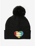 Rainbow Heart Equality Pom Watchman Beanie, , alternate