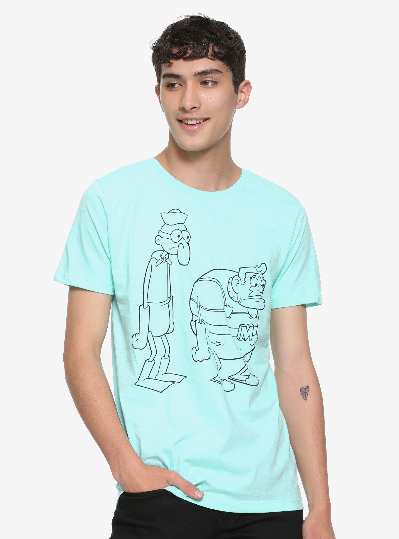 SpongeBob SquarePants Mermaid Man Line Drawing T-Shirt, AQUA, alternate