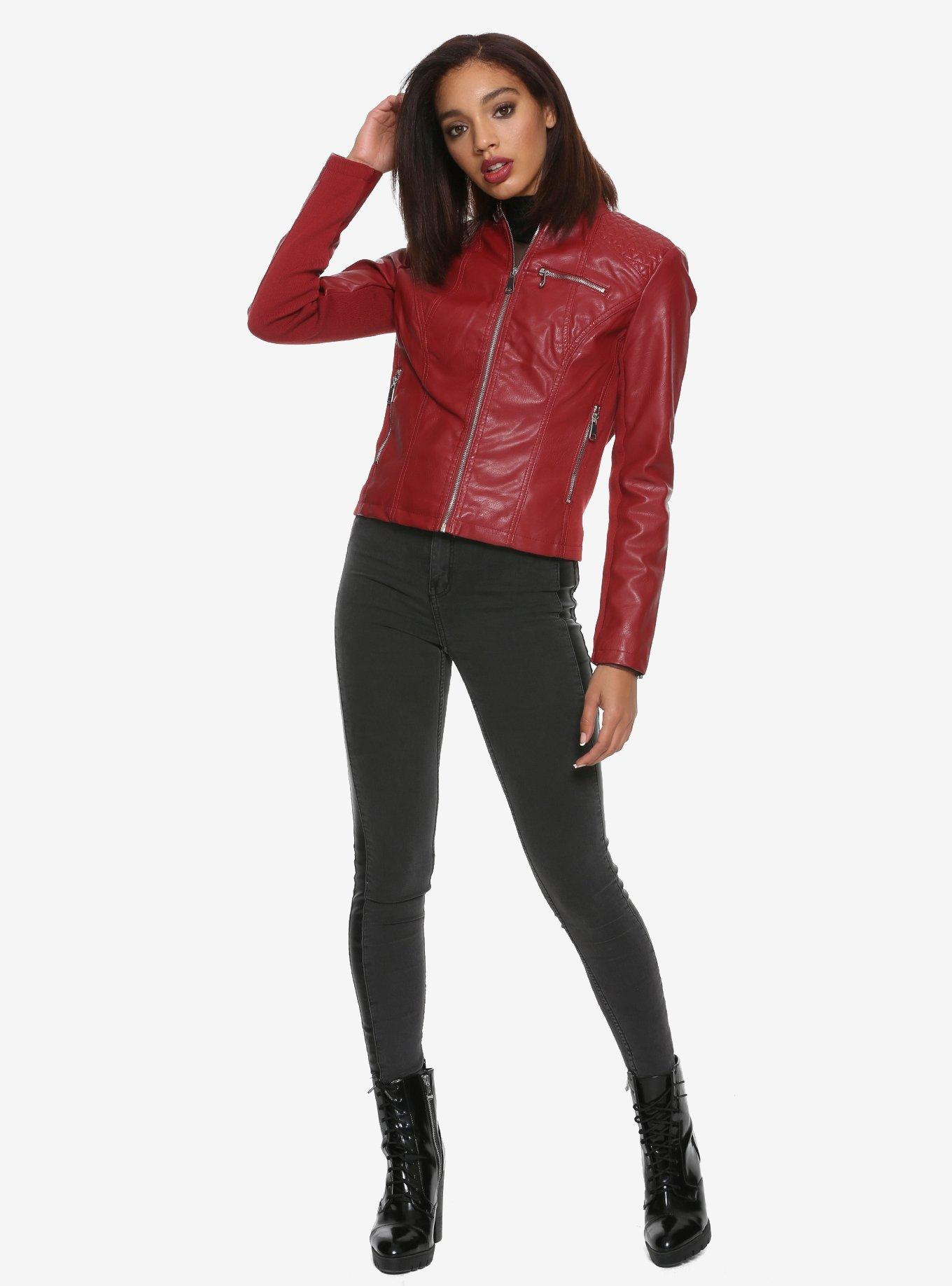 Dusty Red Girls Moto Jacket, , alternate