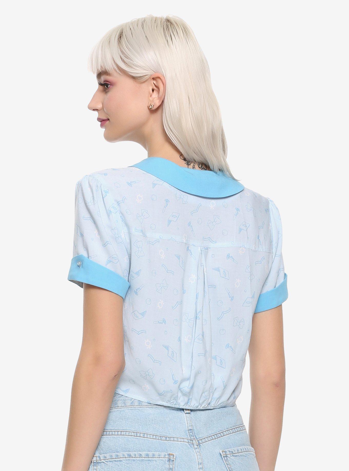Sailor Moon Sailor Mercury Tie-Front Girls Crop Button-Up Hot Topic Exclusive, , alternate