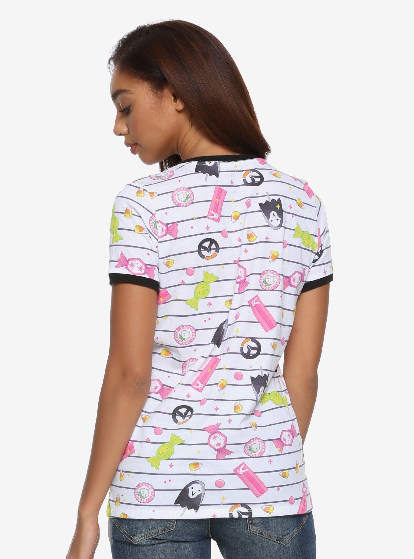 Overwatch Halloween Candy Striped Girls Ringer T-Shirt, , alternate