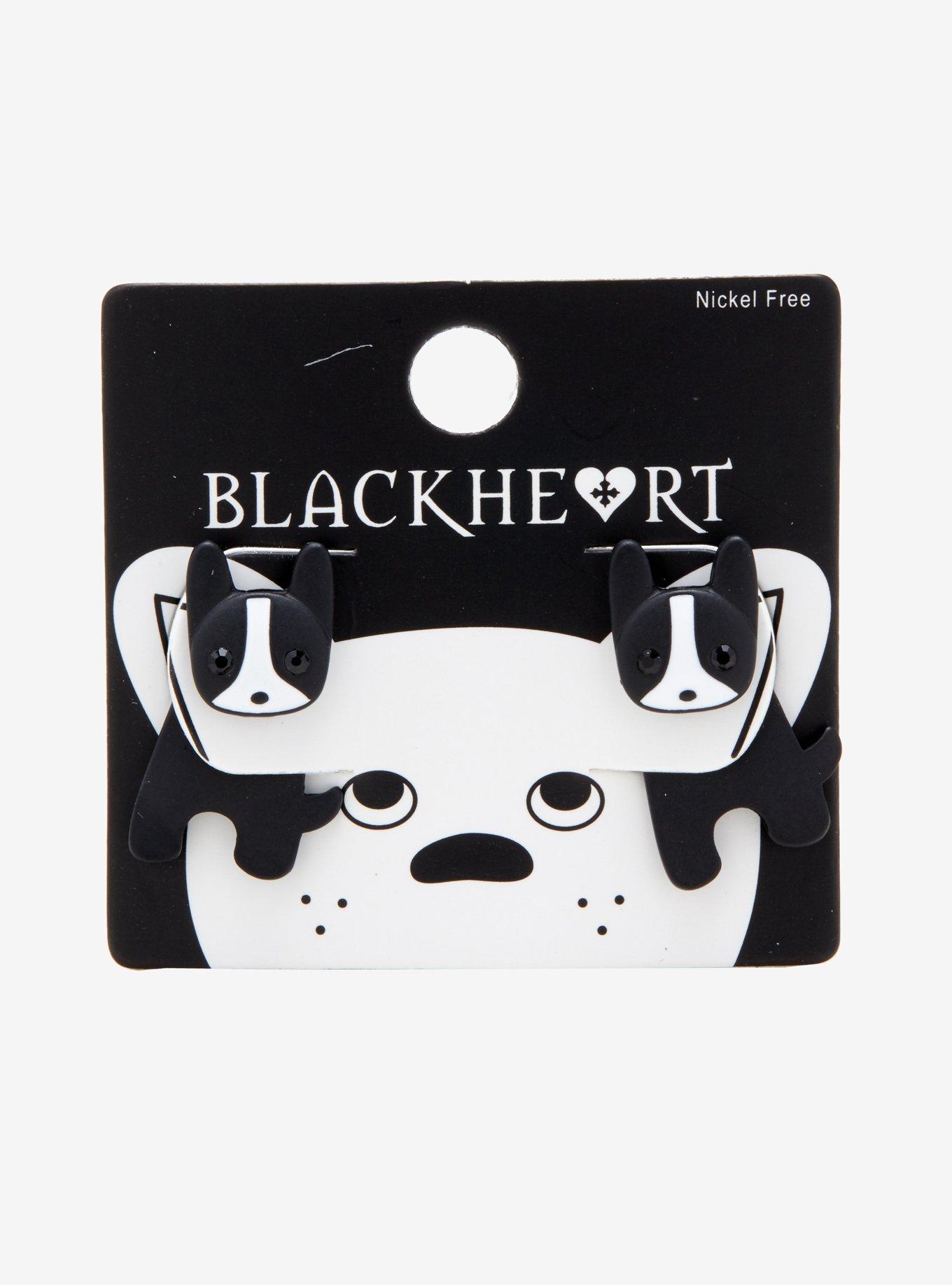 Blackheart Dog Dangle Stud Earrings, , alternate