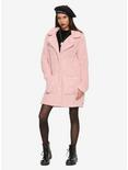 Pink Fuzzy Girls Collared Coat, , alternate