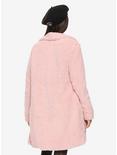 Pink Fuzzy Girls Collared Coat, , alternate