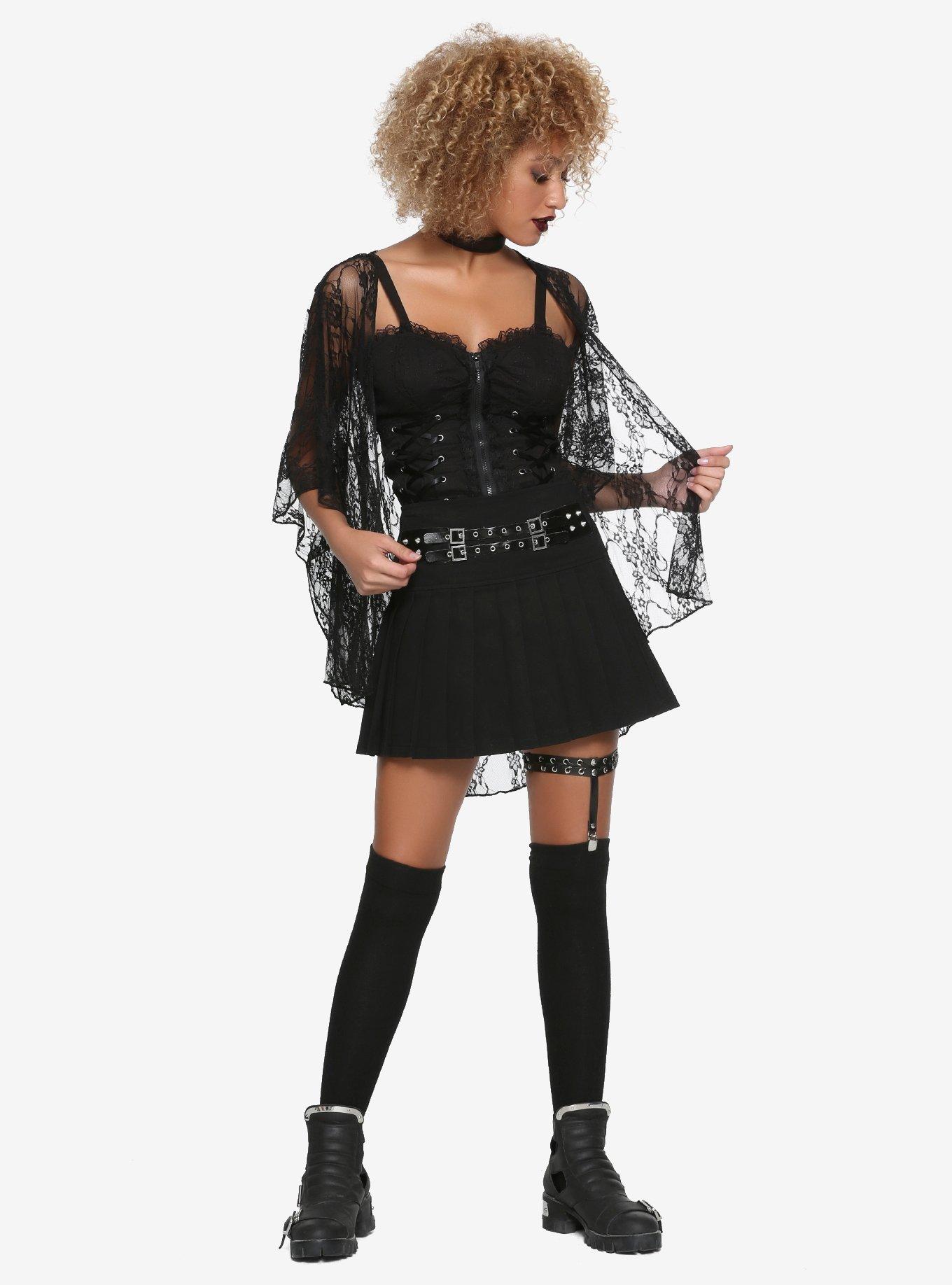 Black Lace Short-Sleeve Kimono, , alternate