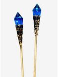Blue Crystal Brass Hair Sticks, , alternate