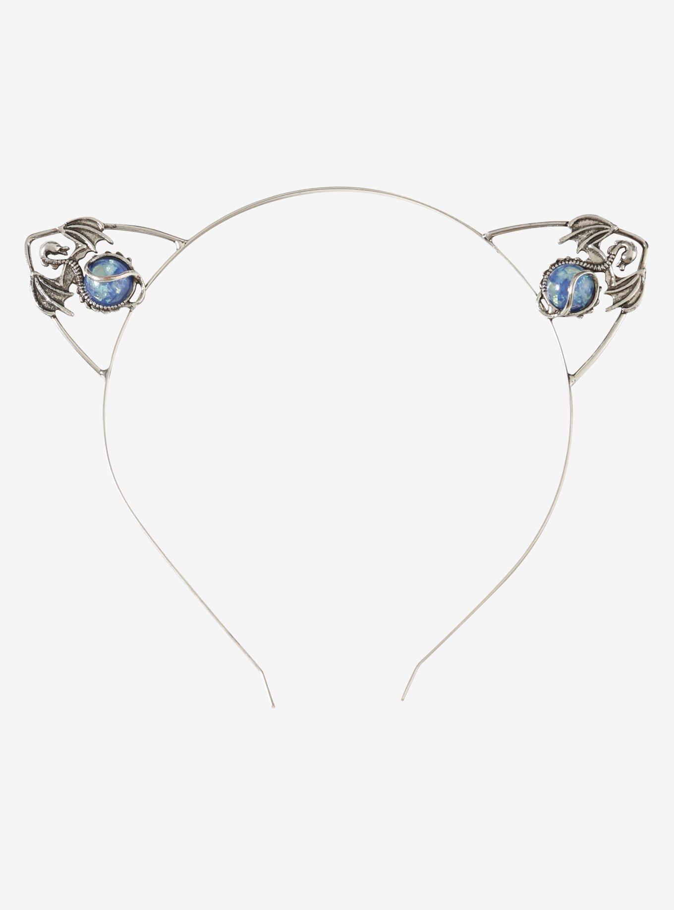 Dragon Gemstone Metal Cat Ear Headband, , alternate