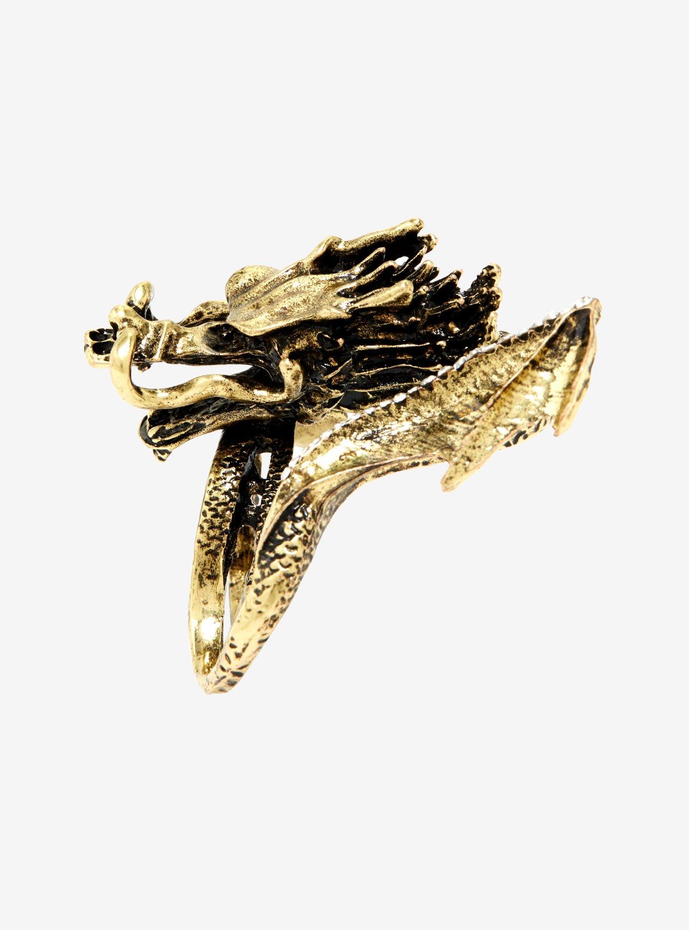 Dragon Gemstone Two-Finger Ring, , alternate