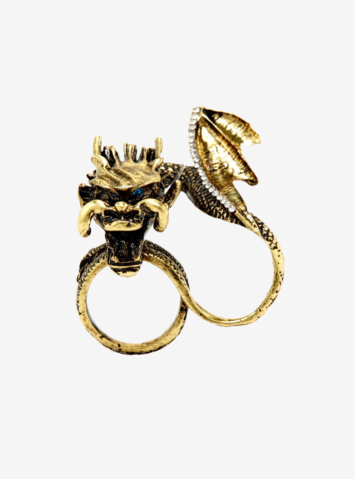 Dragon Gemstone Two-Finger Ring, , alternate
