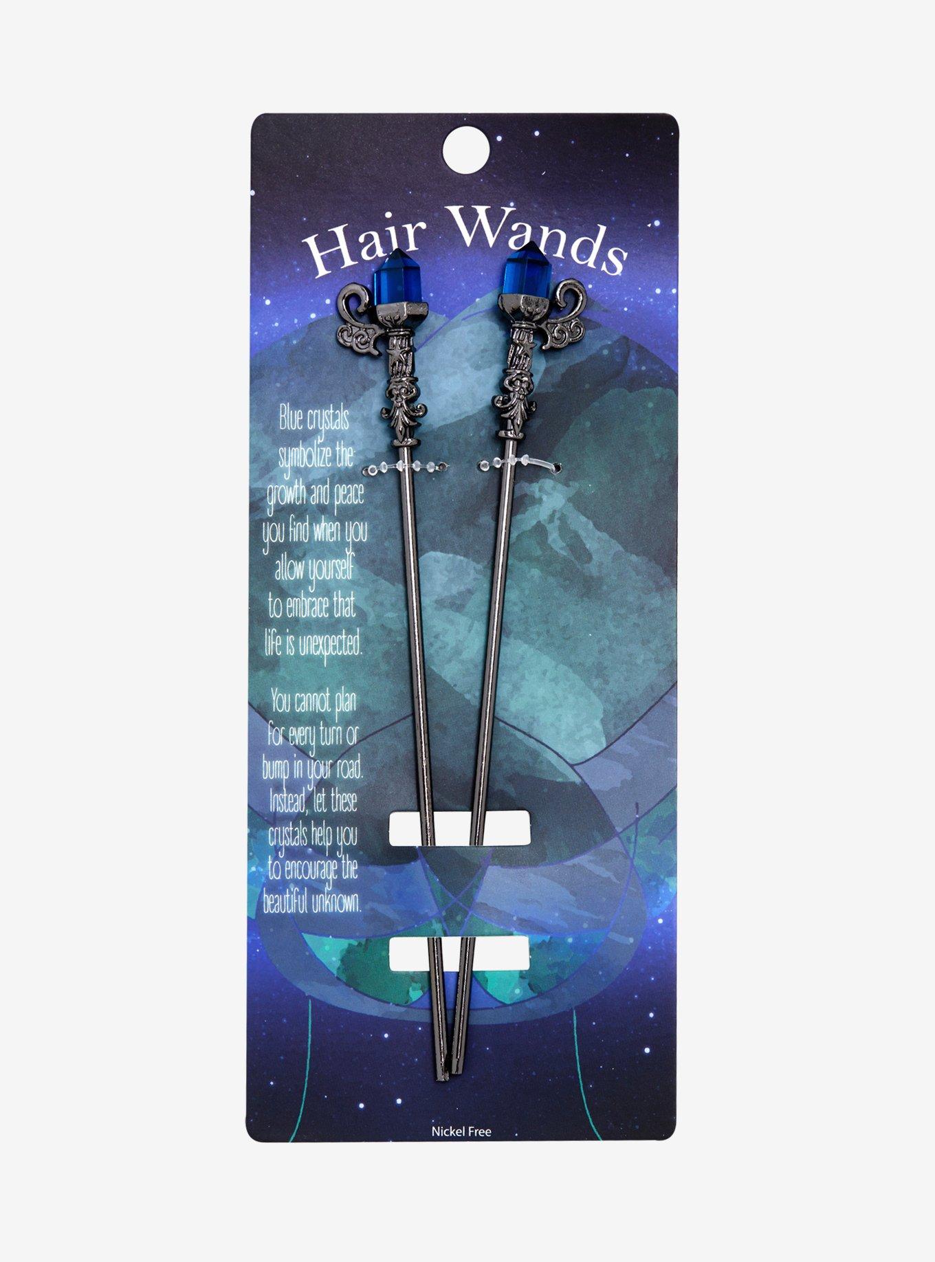 Blue Crystal Gunmetal Hair Sticks, , alternate