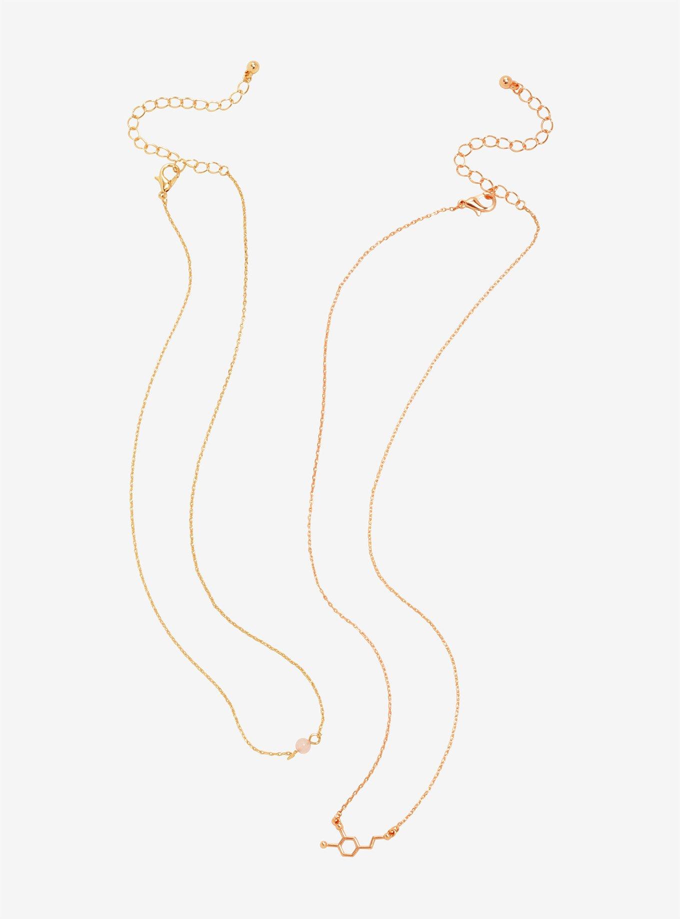 Dopamine Rose Quartz Molecule Structure Necklace Set - BoxLunch Exclusive, , alternate