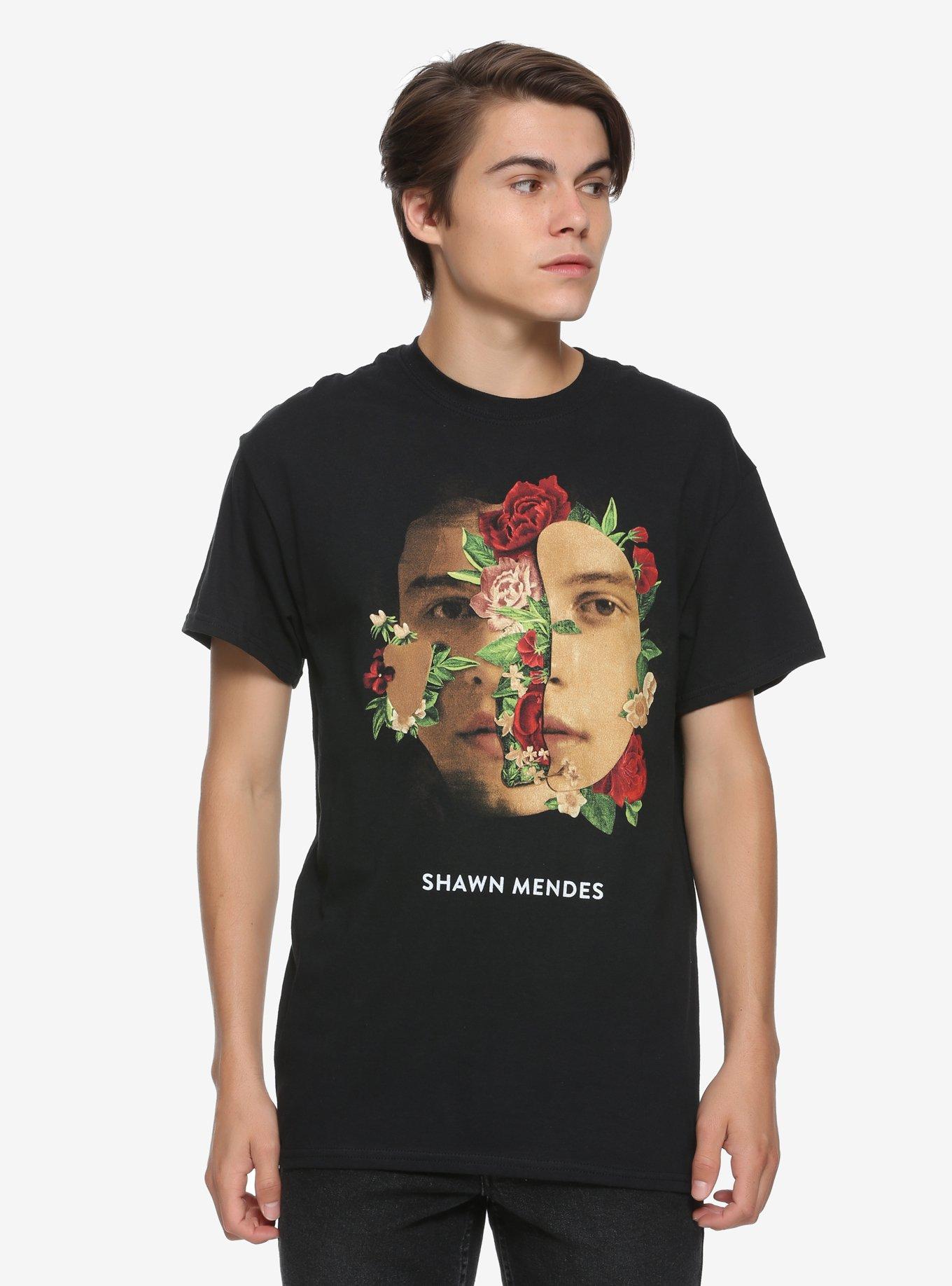 Shawn Mendes Flower Mask T-Shirt, BLACK, alternate