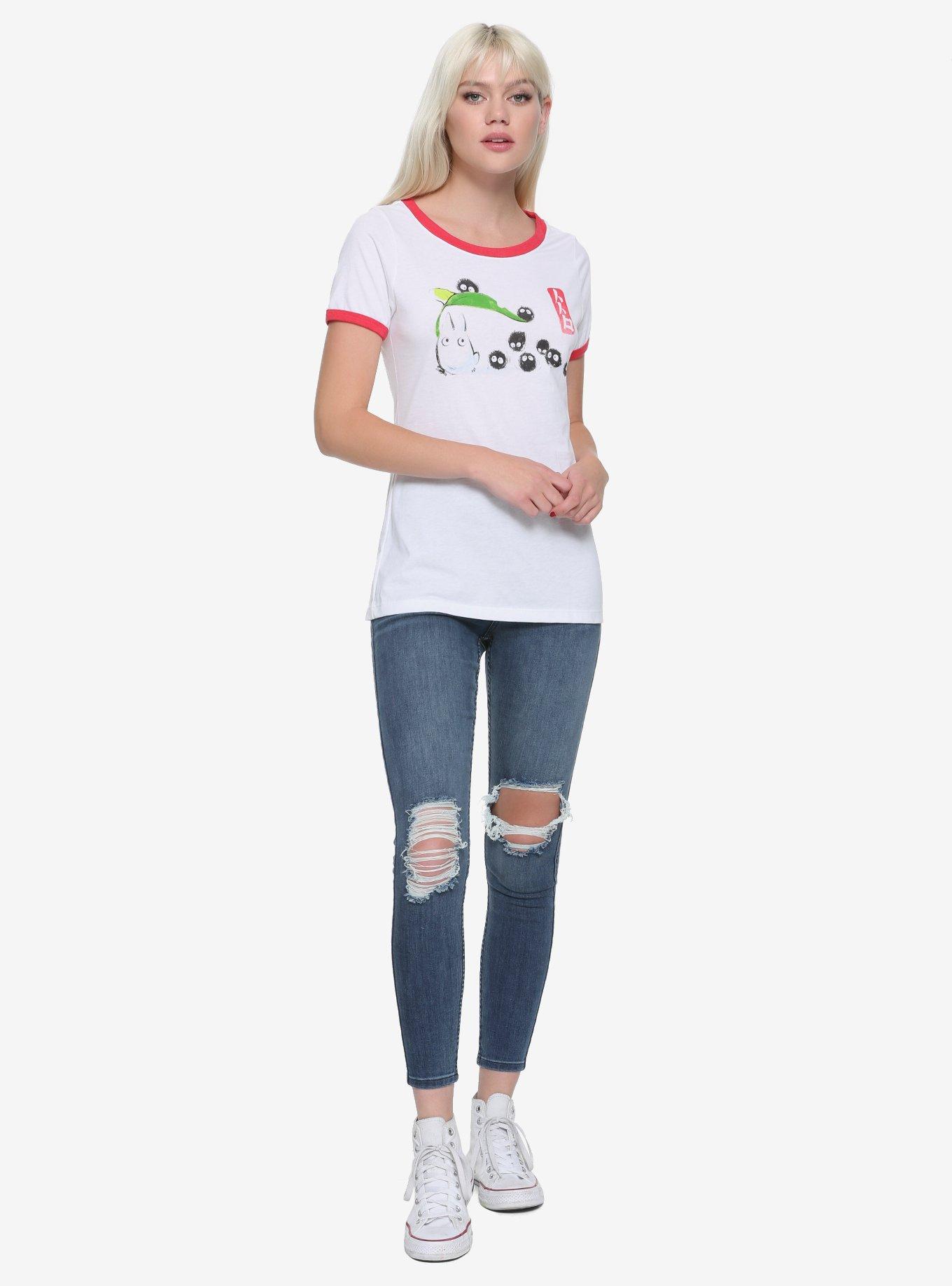 Her Universe Studio Ghibli My Neighbor Totoro Follow Me Girls Ringer T-Shirt, RED, alternate