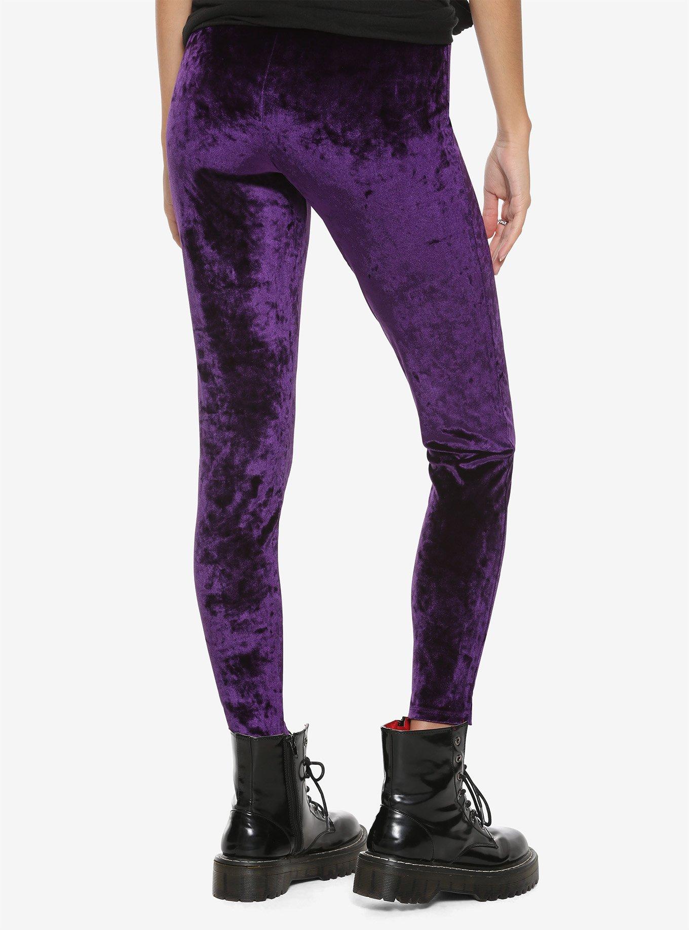Blackheart Purple Velvet Leggings, , alternate