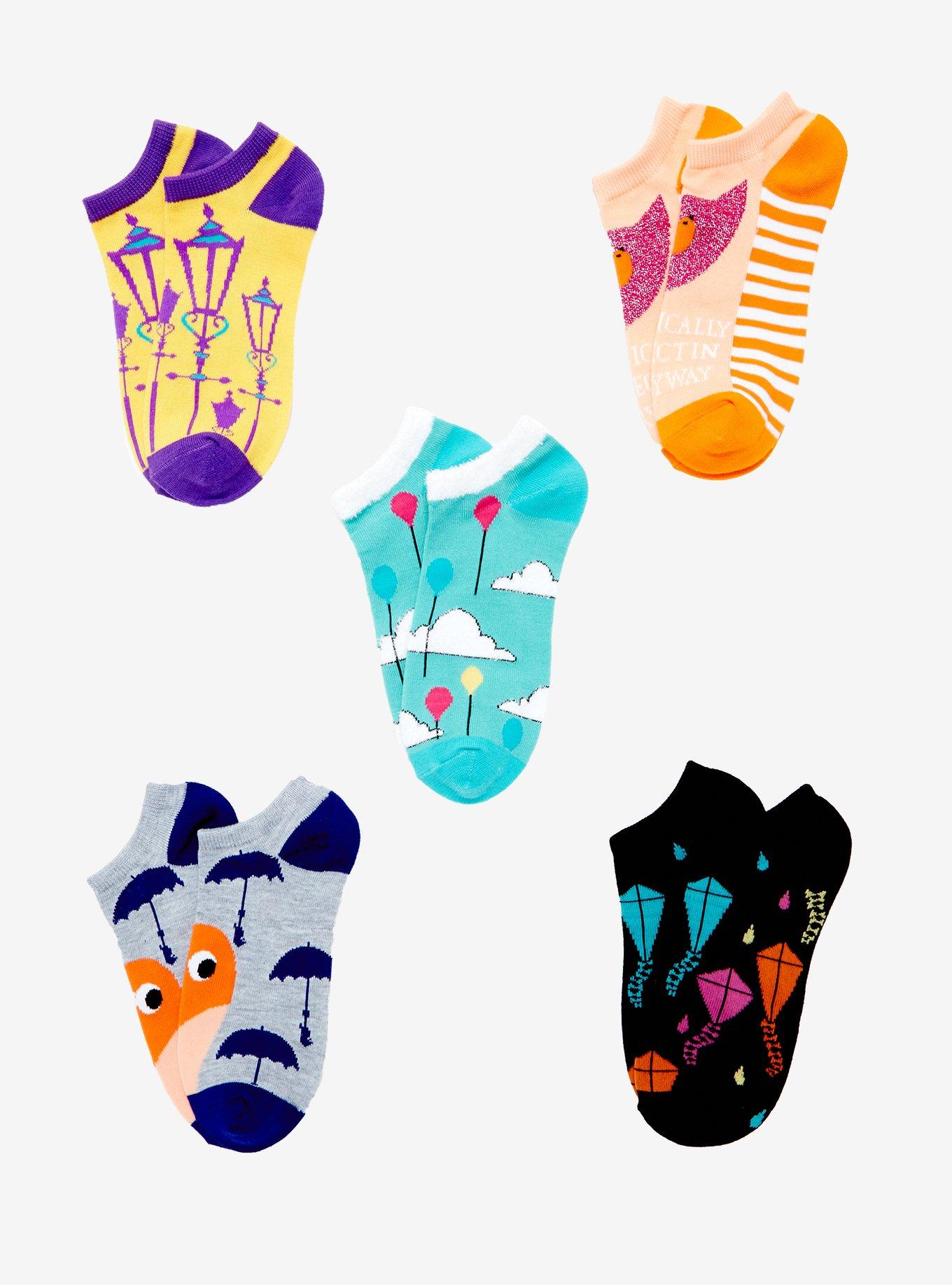 Disney Mary Poppins Returns No-Show Socks 5 Pair, , alternate