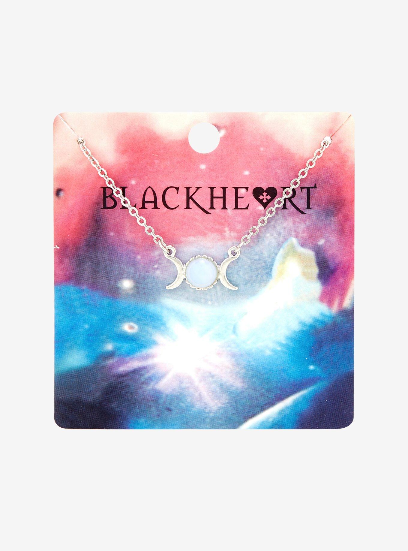 Blackheart Double Crescent Moon Moonstone Necklace, , alternate