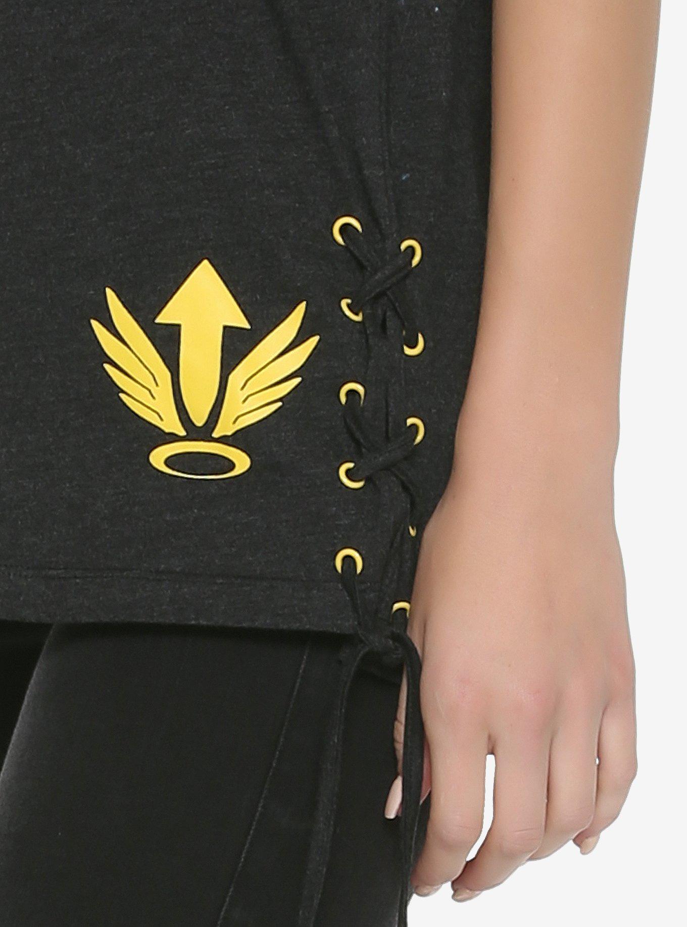 Her Universe Overwatch Mercy Side Lace-Up Girls T-Shirt, , alternate