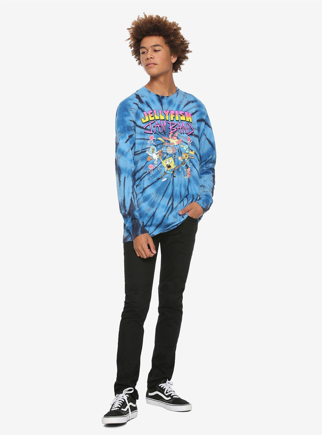 SpongeBob SquarePants Jellyfish Jam Band Tie-Dye Long-Sleeve T-Shirt, MULTI TIE DYE, alternate